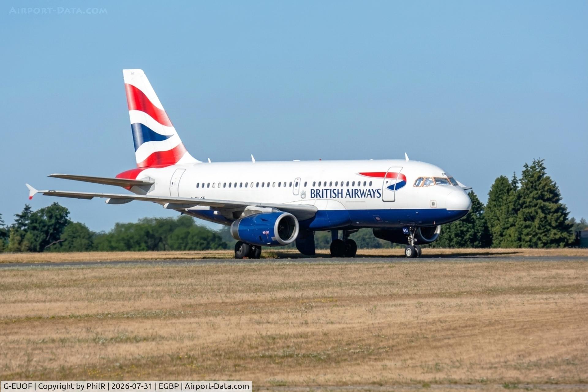 Aircraft G-EUOF, 2001 Airbus A319-131, c/n 1590, G-EUOF 2001 Airbus A319-131 British Airways Kemble, at EGBP, photo by PhilR