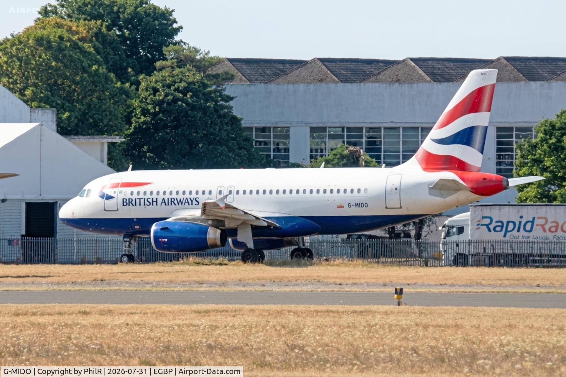 Aircraft G-MIDO, 2002 Airbus A320-232, c/n 1987, G-MIDO 2003 Airbus A320-232, British Airways Euroflyer Kemble, at EGBP, photo by PhilR