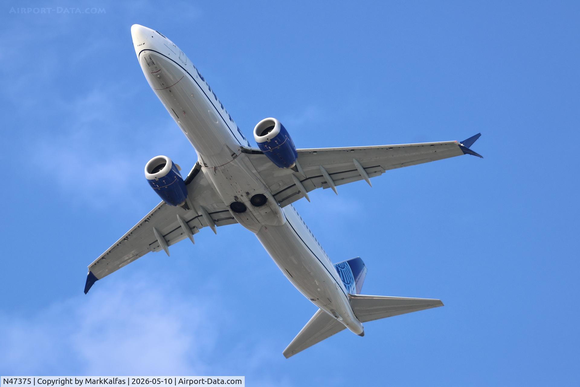 Aircraft N47375, 2025 Boeing 737 Max 8, c/n 67633 l/n 9018, B38M United Boeing 737 MAX 8, N47375 departing 28R KORD, photo by MarkKalfas