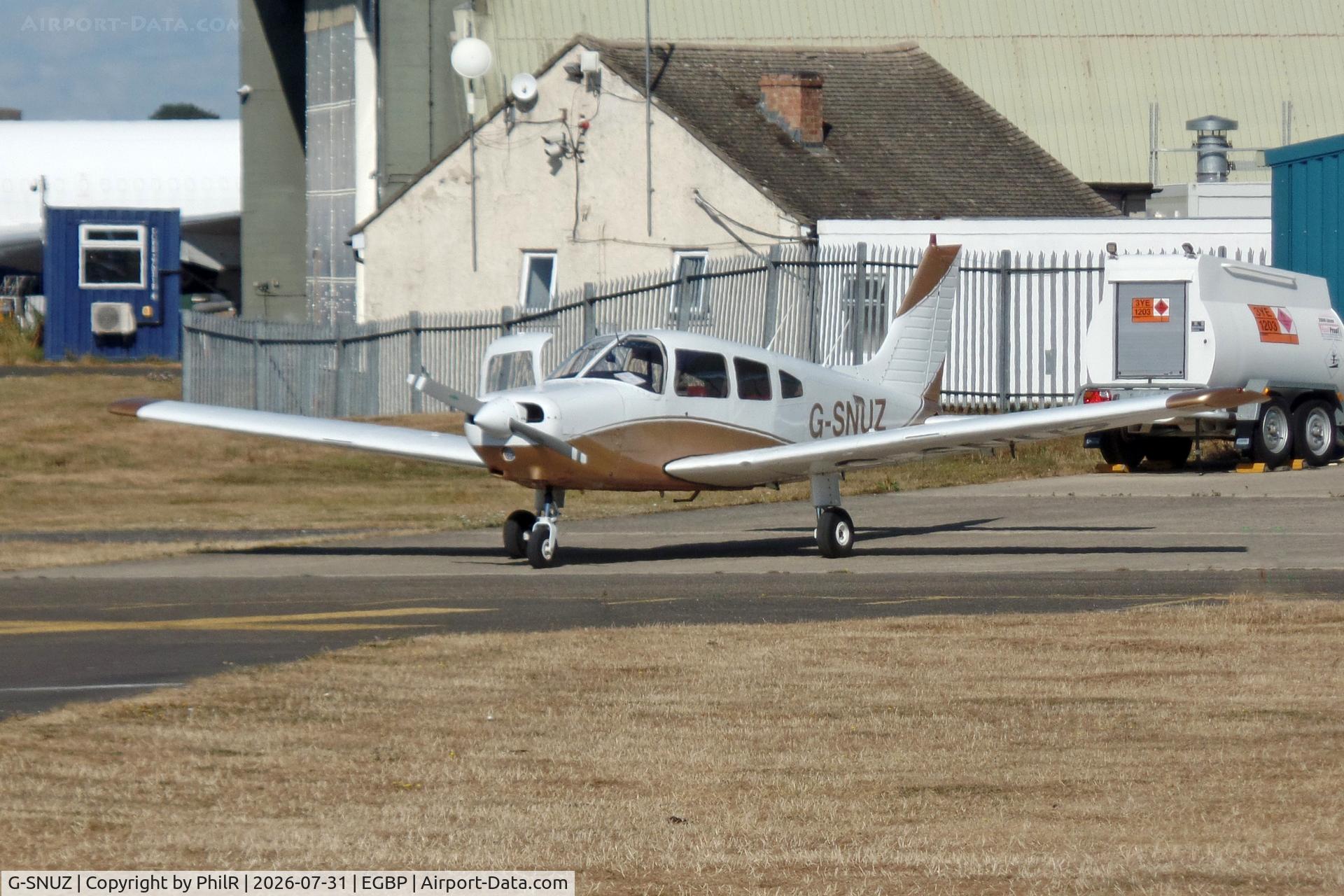Aircraft G-SNUZ, 1983 Piper PA-28-161 Cherokee Warrior II, c/n 28-8416021, G-SNUZ1983 Piper PA-28-161 Cherokee Warrior ll Kemble, at EGBP, photo by PhilR