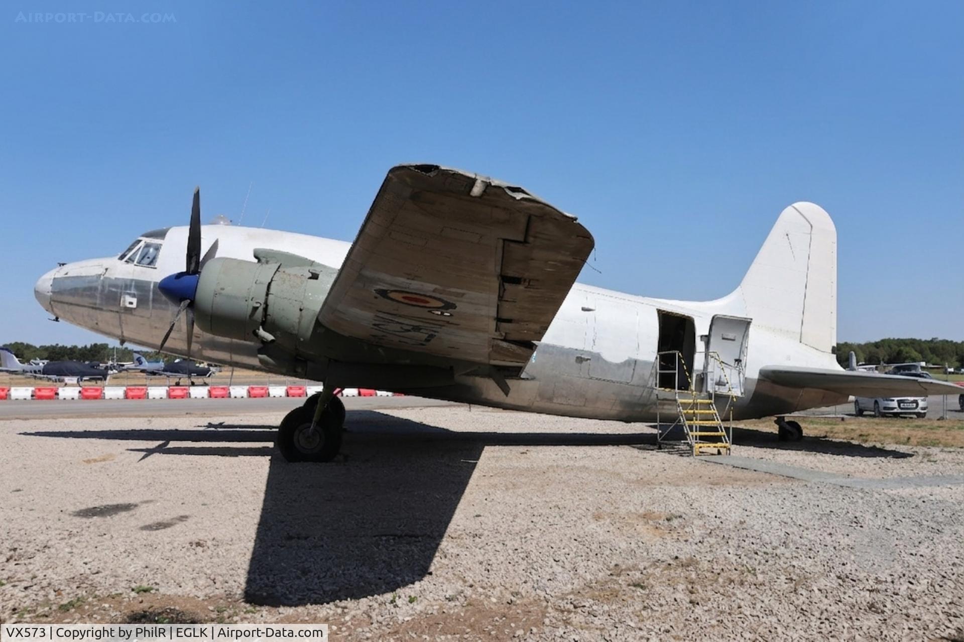 Aircraft VX573, 1949 Vickers 659 Valetta C.2, c/n 425, VX573 1950 Vickers Varsity C2 RAF Blackbushe 29.07.26 (2).jpg, at EGLK, photo by PhilR