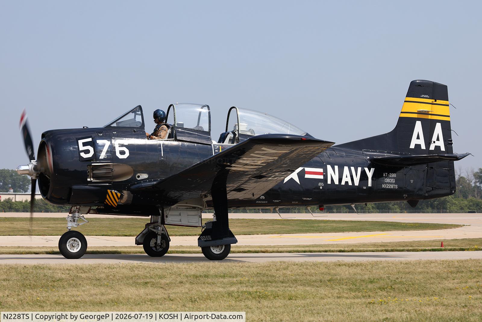 Aircraft N228TS, 1954 North American T-28D Trojan, c/n 200-422, Airventure 2026., at KOSH, photo by GeorgeP