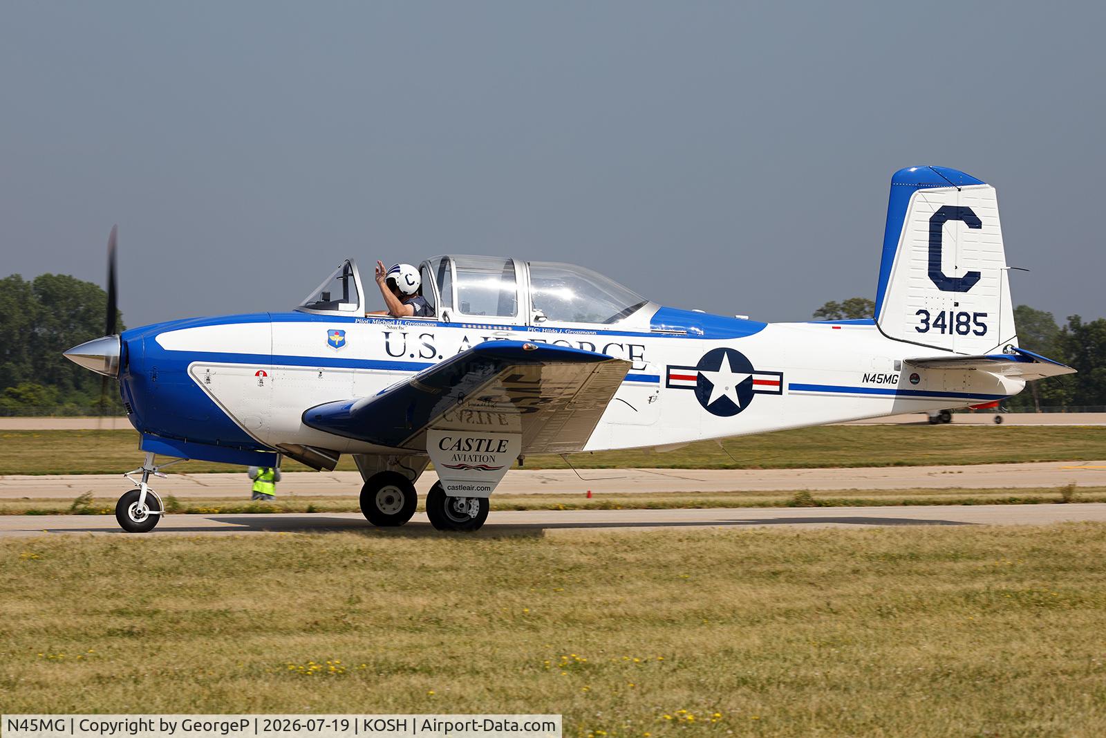 Aircraft N45MG, Beech T-34A (A45) Mentor, c/n G-285, Airventure 2026., at KOSH, photo by GeorgeP