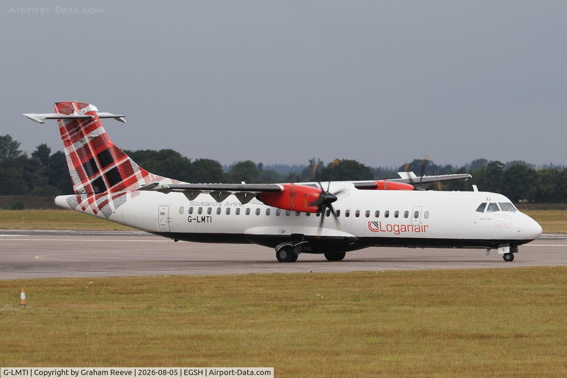 Aircraft G-LMTI, 2014 ATR 72-600, c/n 1160, Departing from Norwich., at EGSH, photo by Graham Reeve