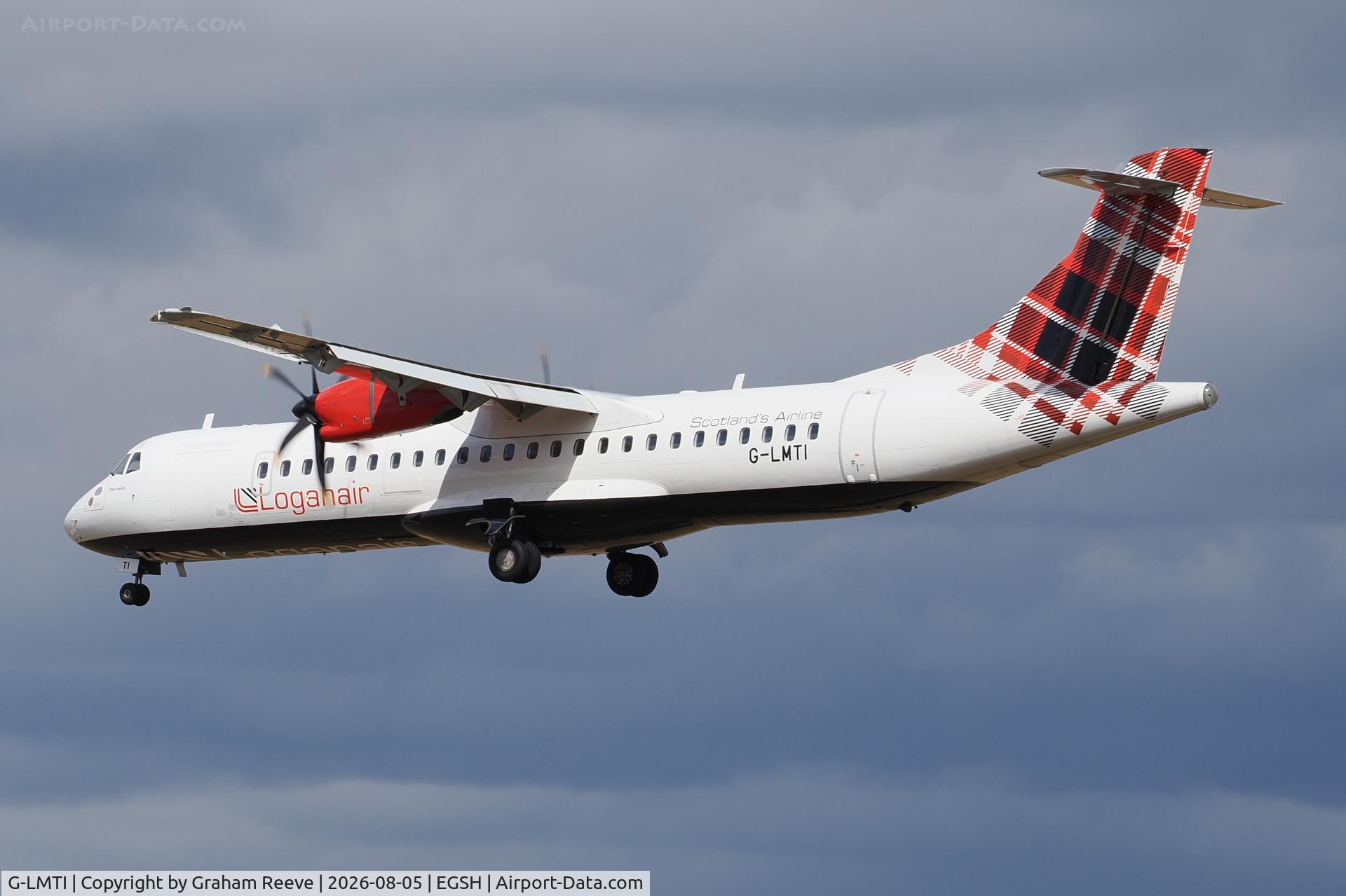 Aircraft G-LMTI, 2014 ATR 72-600, c/n 1160, Landing at Norwich., at EGSH, photo by Graham Reeve
