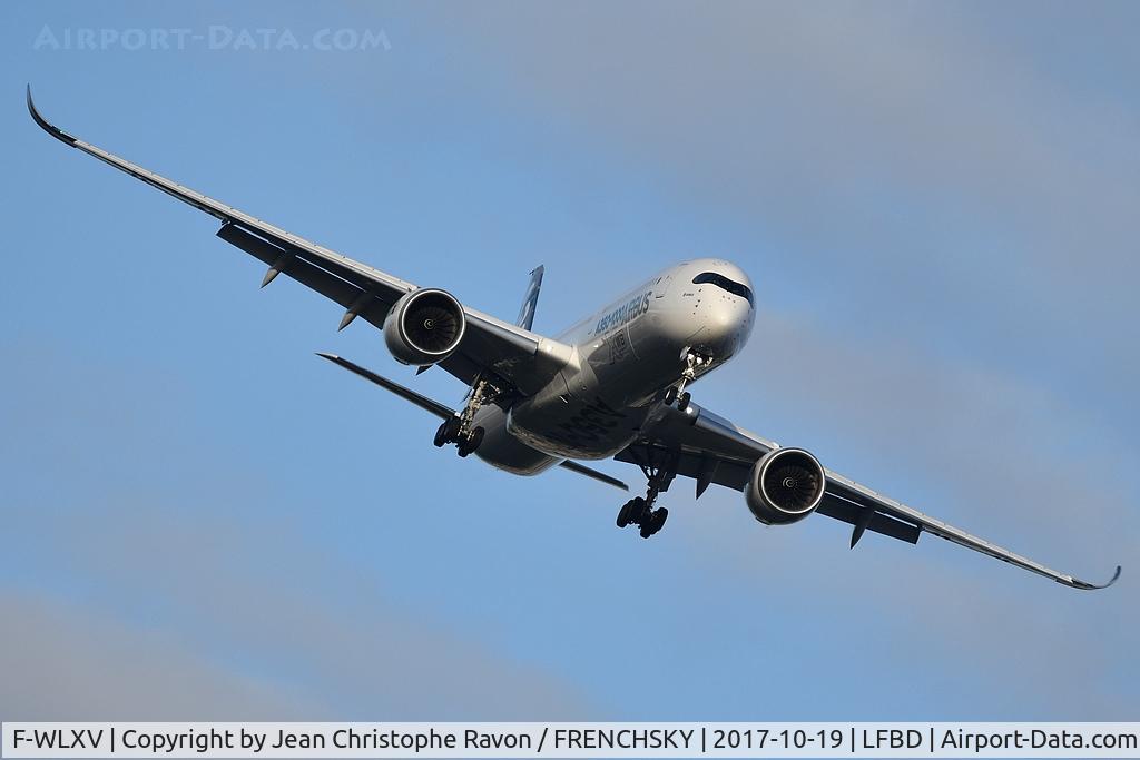 Aircraft F-WLXV, 2016 Airbus A350-1041, c/n 0065, test flight, at LFBD, photo by Jean Christophe Ravon / FRENCHSKY