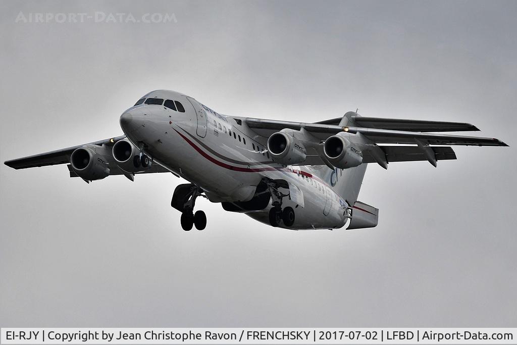 Aircraft EI-RJY, 1997 British Aerospace Avro 146-RJ85, c/n E.2307 l/n 307, "Inis Cealtra" Cityjet, at LFBD, photo by Jean Christophe Ravon / FRENCHSKY