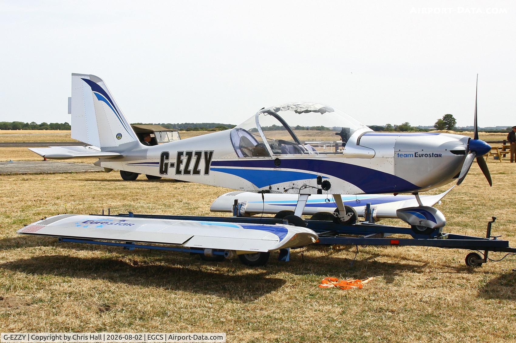 Aircraft G-EZZY, 2007 Aerotechnik EV-97 Eurostar, c/n PFA 315-14533, Sturgate 02/08/26, at EGCS, photo by Chris Hall