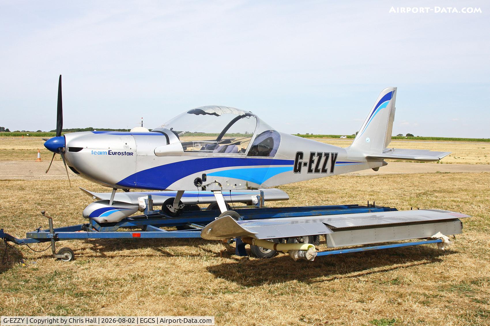 Aircraft G-EZZY, 2007 Aerotechnik EV-97 Eurostar, c/n PFA 315-14533, Sturgate 02/08/26, at EGCS, photo by Chris Hall