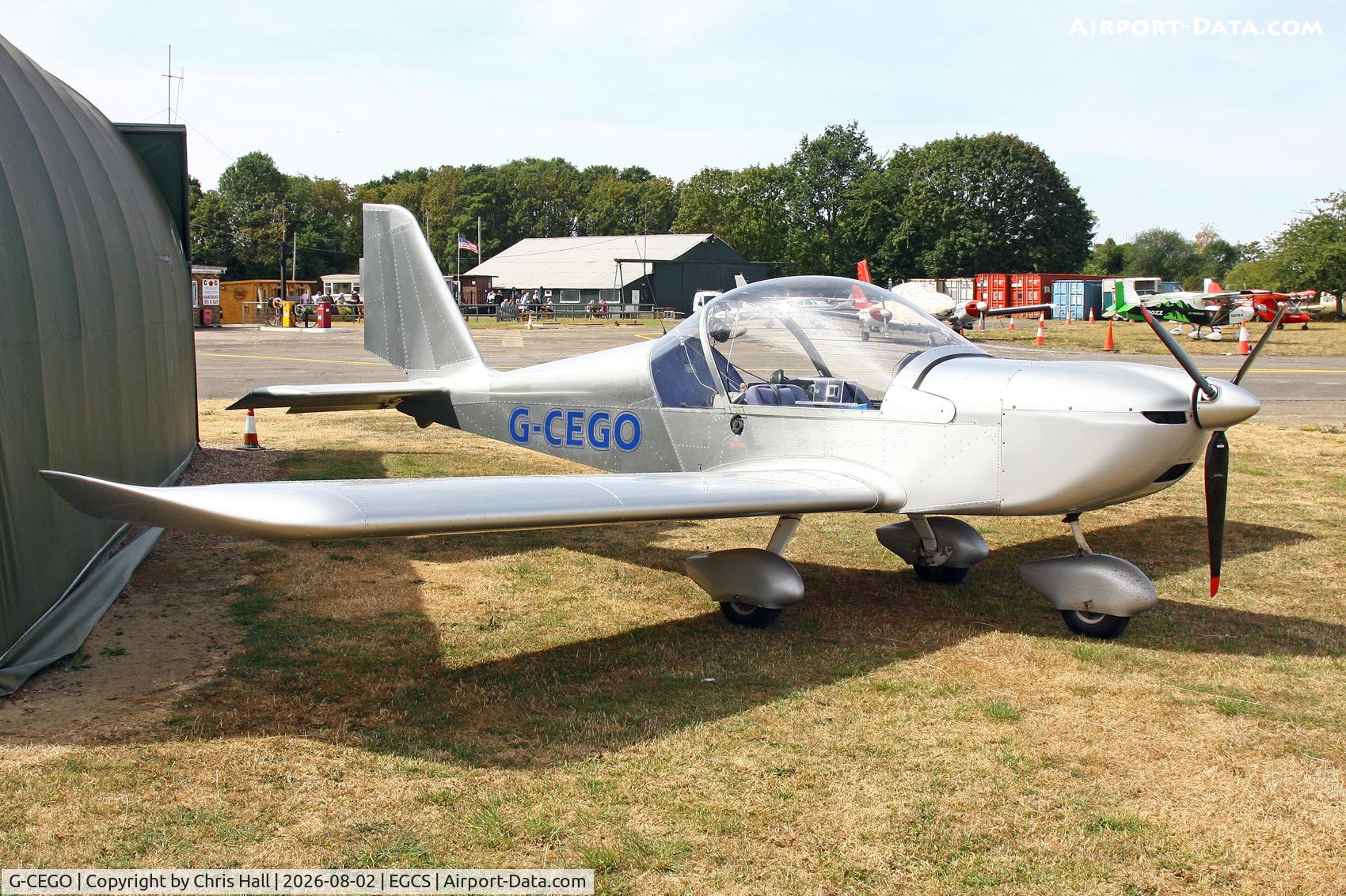 Aircraft G-CEGO, 2006 Aerotechnik EV-97A Eurostar, c/n PFA 315A-14552, Sturgate 02/08/26, at EGCS, photo by Chris Hall