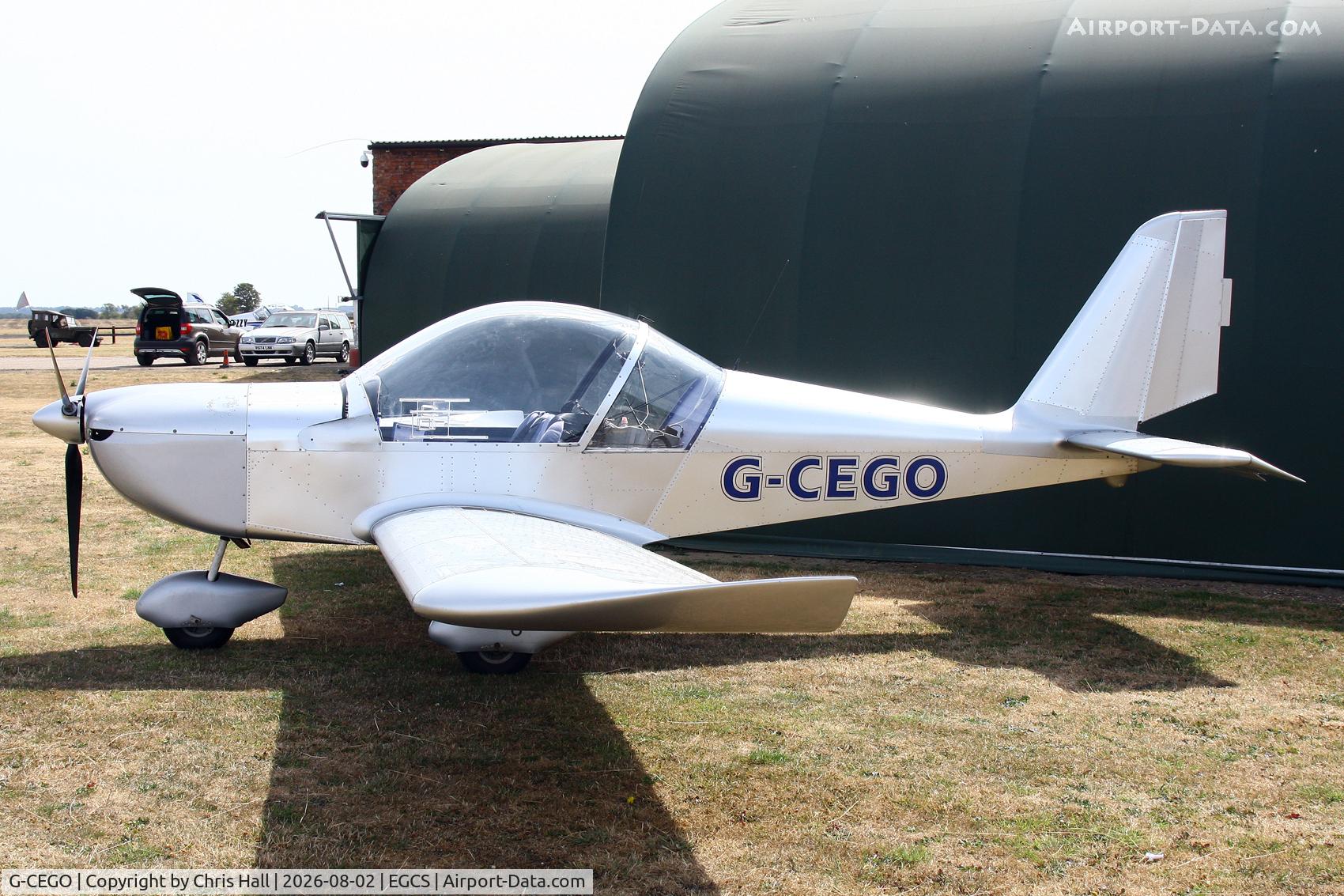 Aircraft G-CEGO, 2006 Aerotechnik EV-97A Eurostar, c/n PFA 315A-14552, Sturgate 02/08/26, at EGCS, photo by Chris Hall