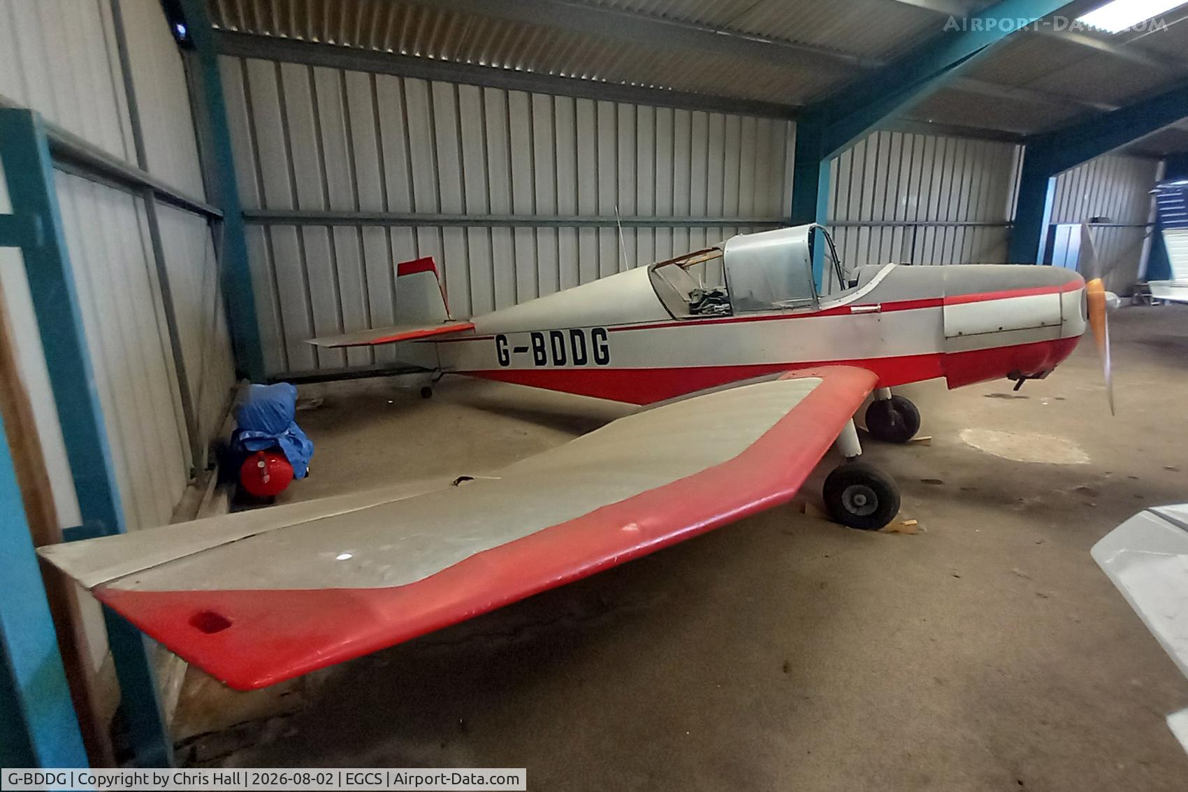 Aircraft G-BDDG, 1958 Jodel D-112, c/n 855, Sturgate 02/08/26, at EGCS, photo by Chris Hall