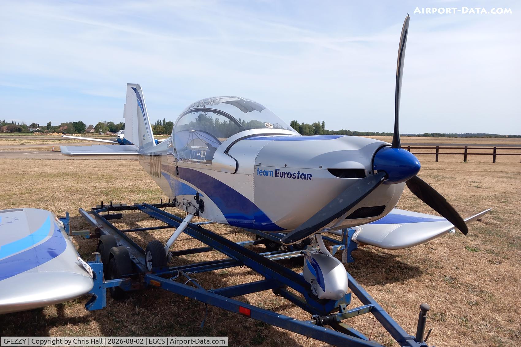Aircraft G-EZZY, 2007 Aerotechnik EV-97 Eurostar, c/n PFA 315-14533, Sturgate 02/08/26, at EGCS, photo by Chris Hall