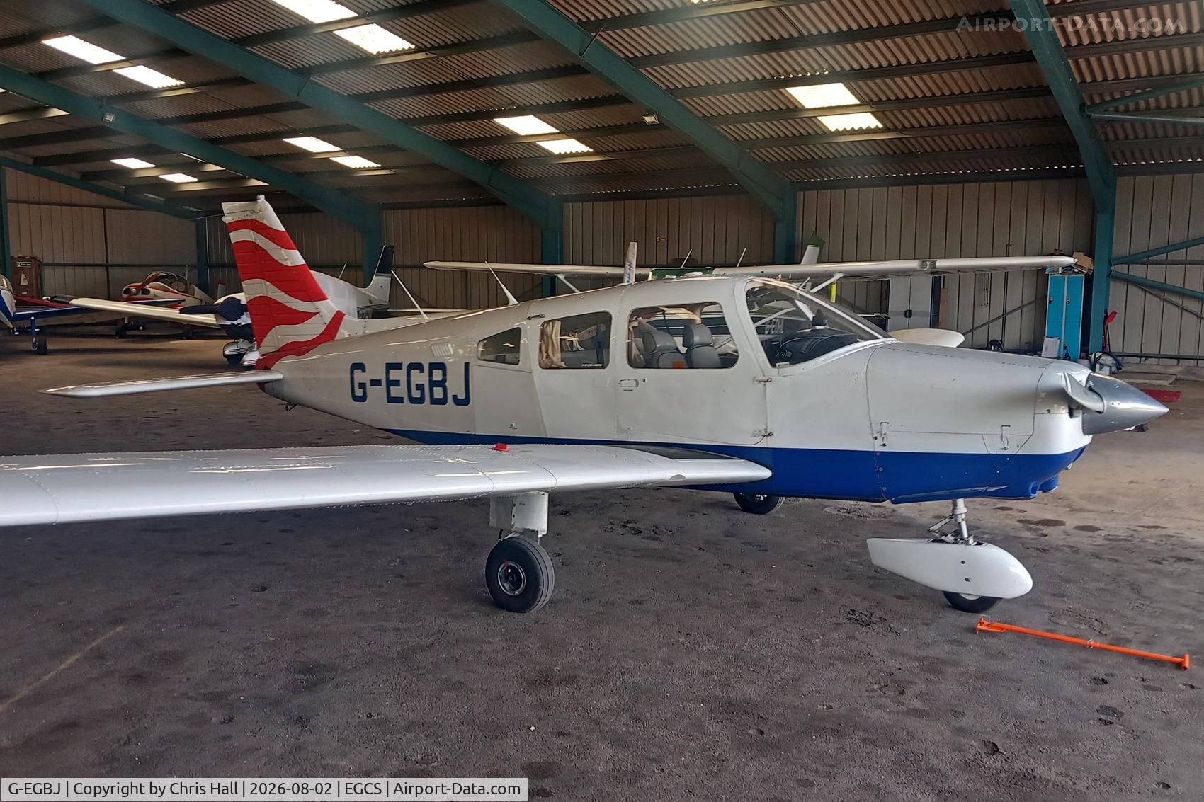 Aircraft G-EGBJ, 1980 Piper PA-28-161 Cherokee Warrior II, c/n 28-8116061, Sturgate 02/08/26, at EGCS, photo by Chris Hall