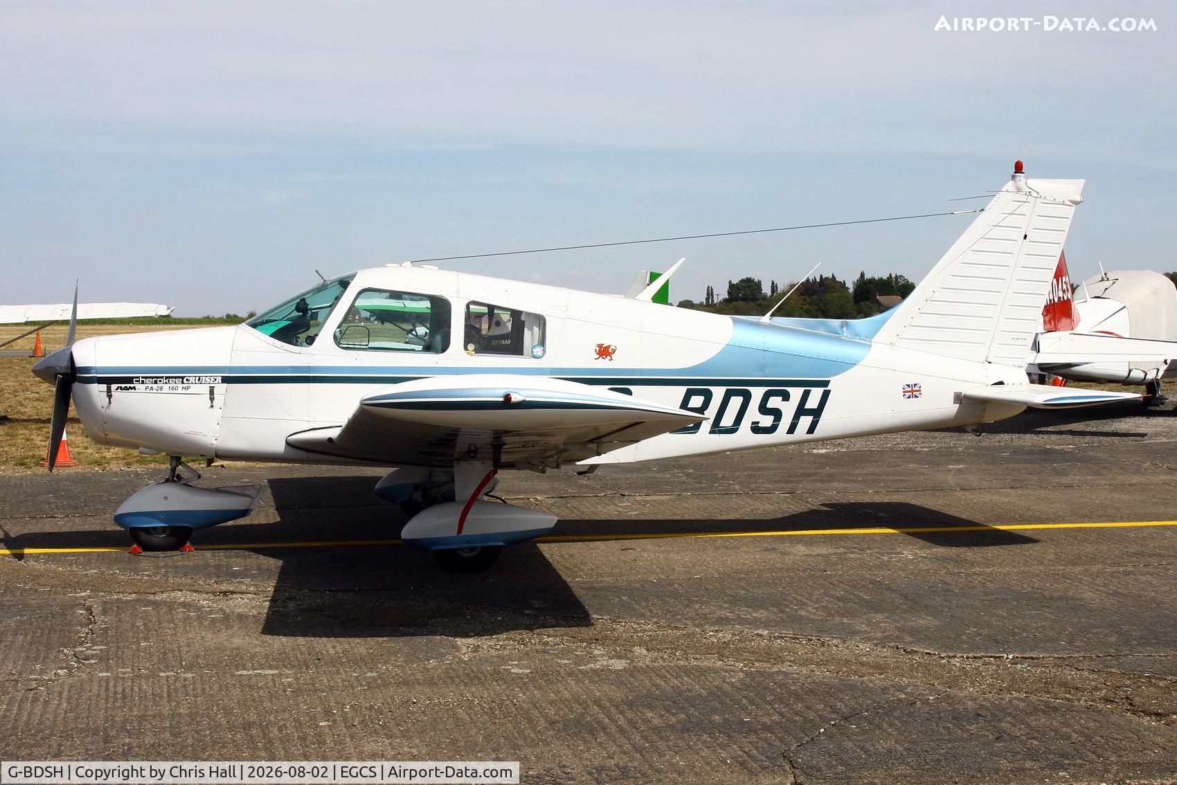 Aircraft G-BDSH, 1975 Piper PA-28-140 Cherokee Cruiser, c/n 28-7625063, Sturgate 02/08/26, at EGCS, photo by Chris Hall