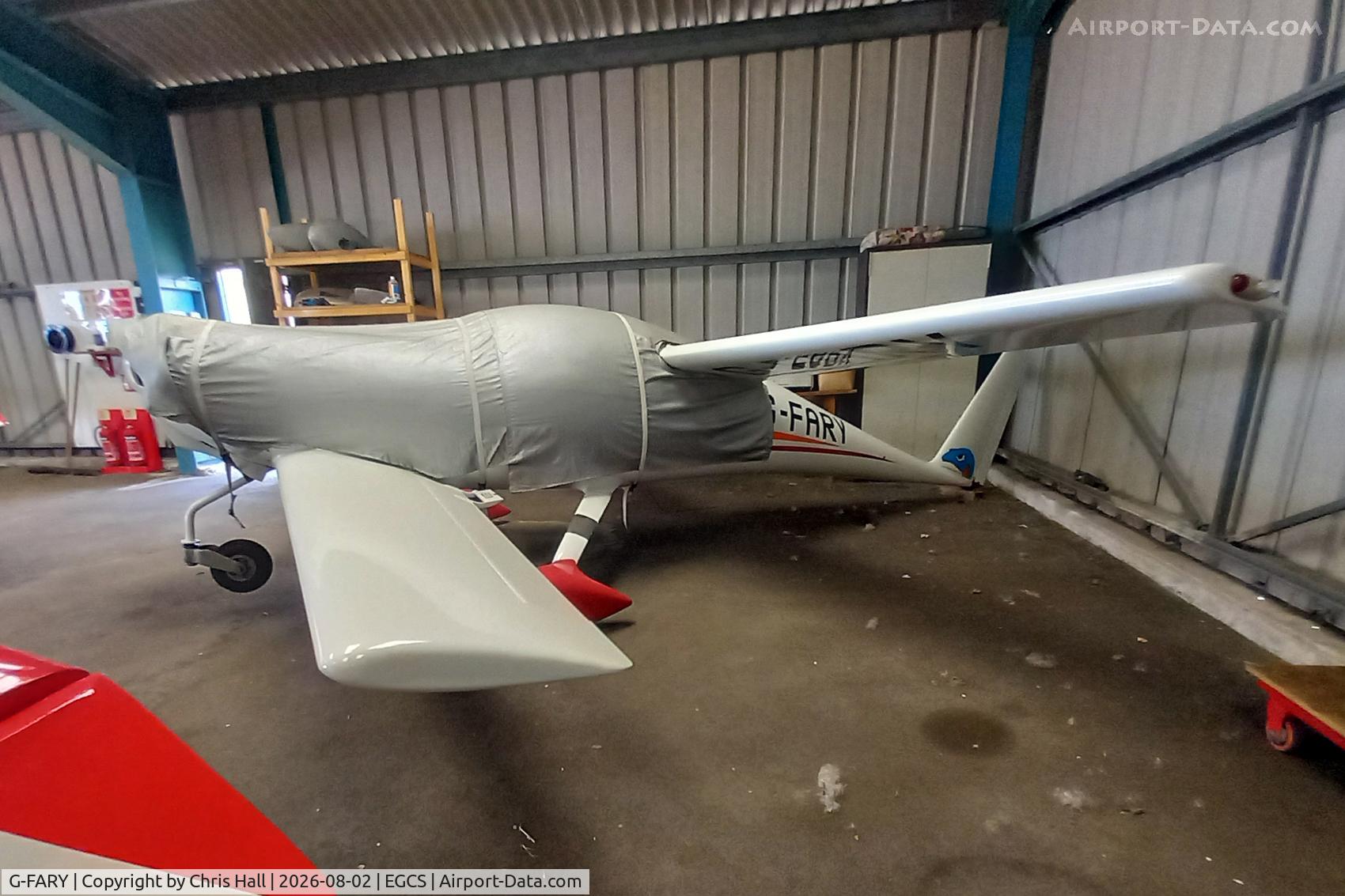 Aircraft G-FARY, 2002 QAC Quickie Tri Q200, c/n PFA 094A-10951, Sturgate 02/08/26, at EGCS, photo by Chris Hall