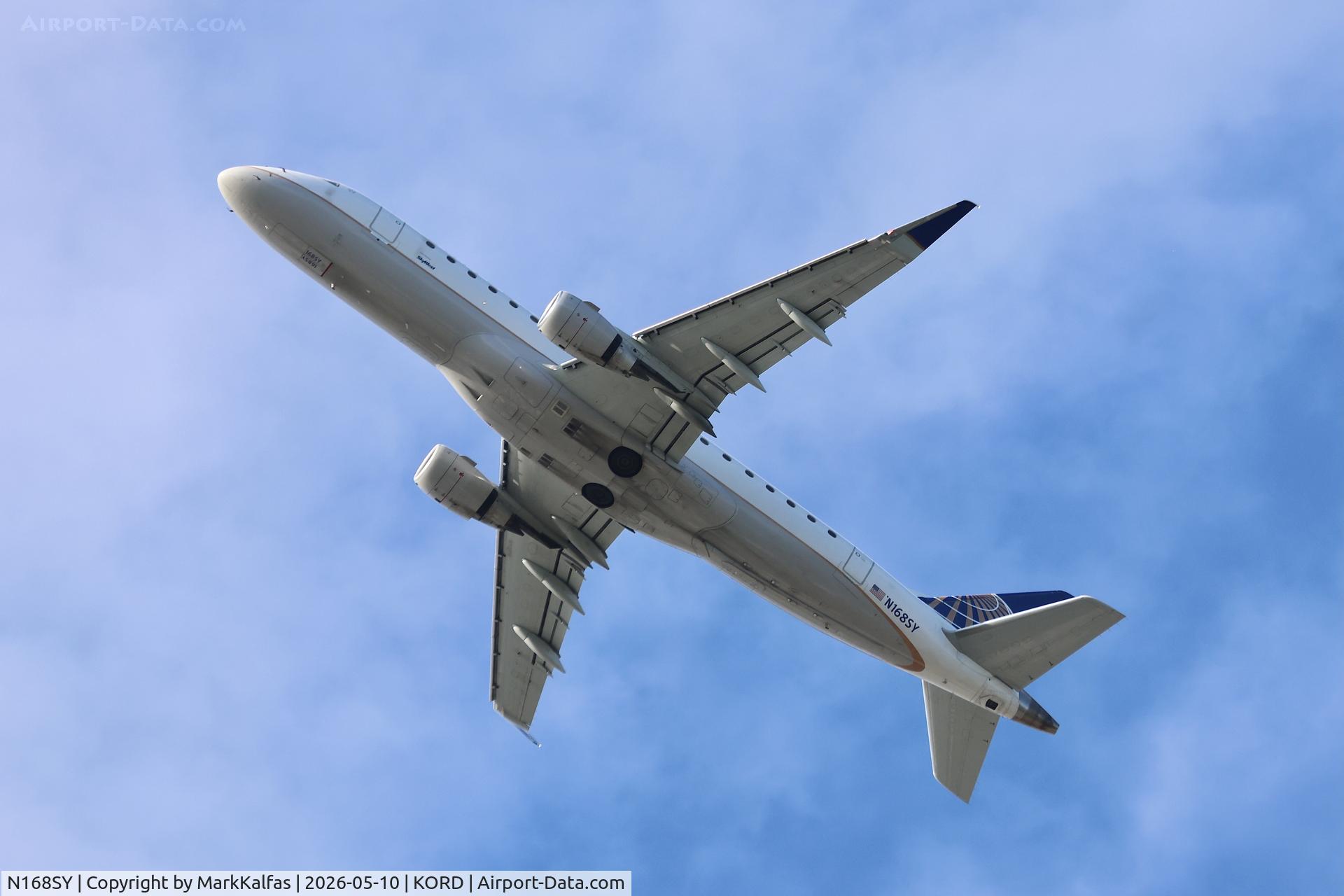 Aircraft N168SY, 2016 Embraer 175LR (ERJ-170-200LR), c/n 17000617, E75L SkyWest /United Express Embraer 175 N168SY departing 28R KORD, at KORD, photo by MarkKalfas