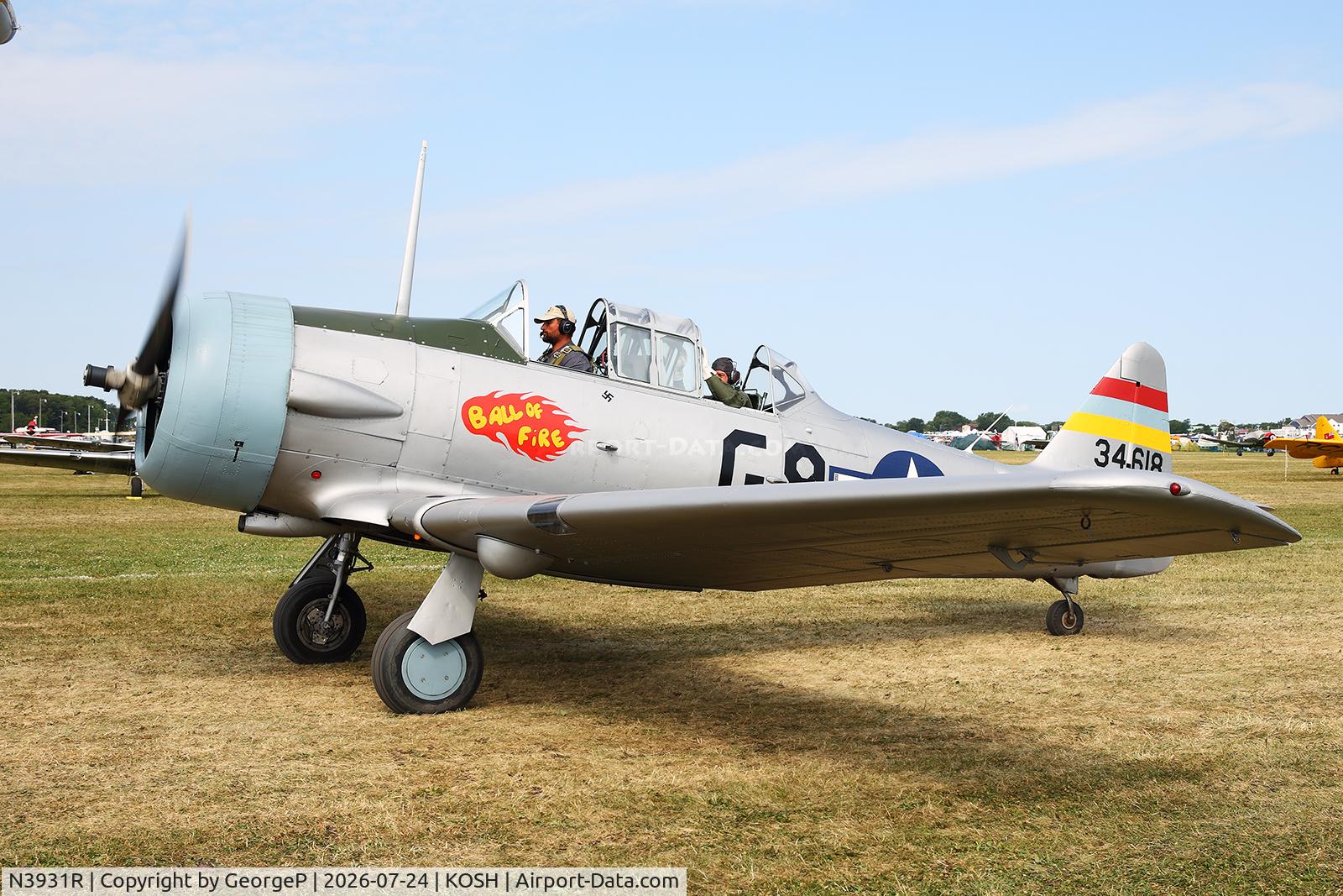Aircraft N3931R, North American AT-6B Texan, c/n 84-923, Airventure 2026., at KOSH, photo by GeorgeP