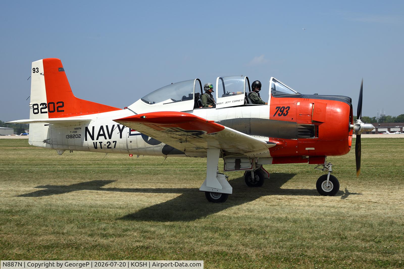 Aircraft N887N, 1955 North American T-28B Trojan, c/n 200-273 (138202), Airventure 2026., at KOSH, photo by GeorgeP