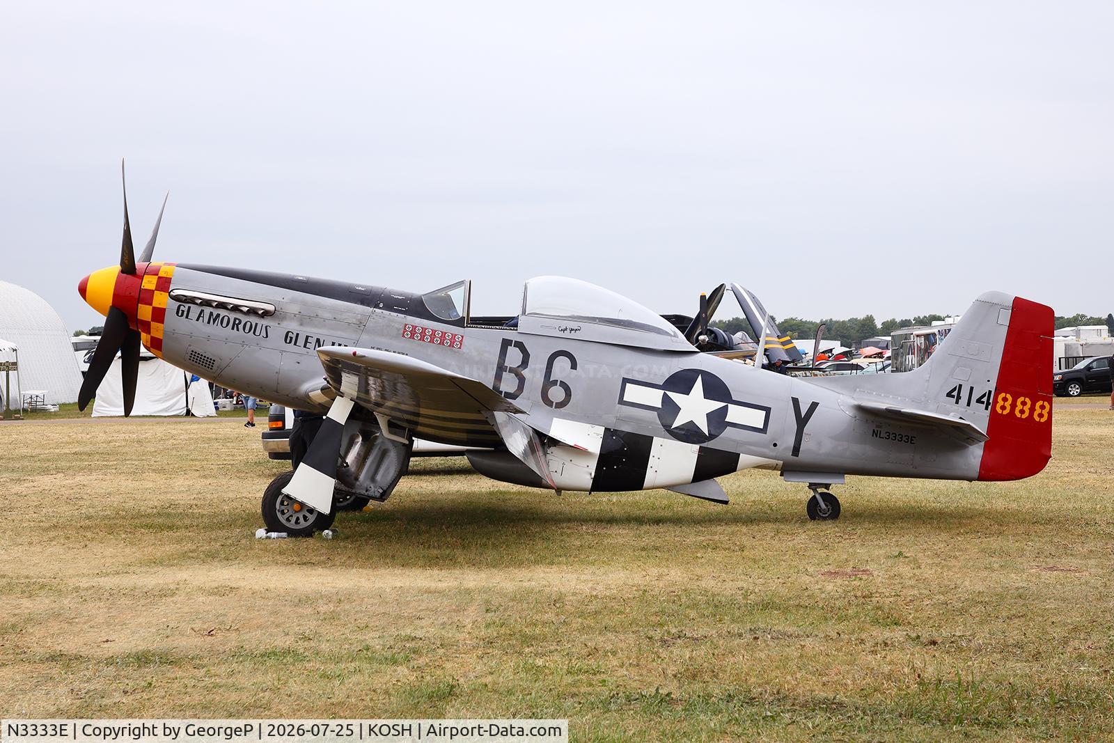 Aircraft N3333E, 1944 North American/aero Classics P-51D, c/n 122-51619, Airventure 2026., at KOSH, photo by GeorgeP