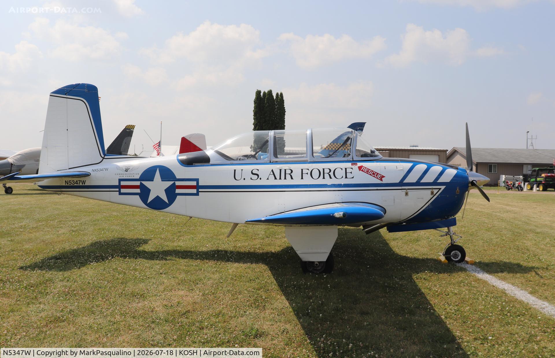 Aircraft N5347W, 1955 Beech T-34A (A45) Mentor Mentor, c/n G-275, Beech T-34A, at KOSH, photo by MarkPasqualino