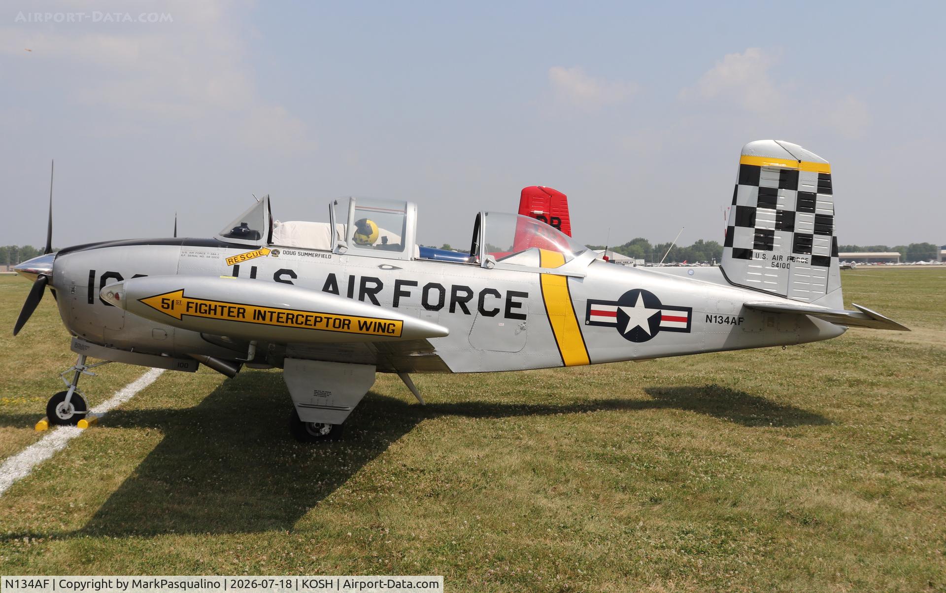 Aircraft N134AF, 1953 Beech T-34A (A45) Mentor Mentor, c/n G-100, Beech T-34A, at KOSH, photo by MarkPasqualino