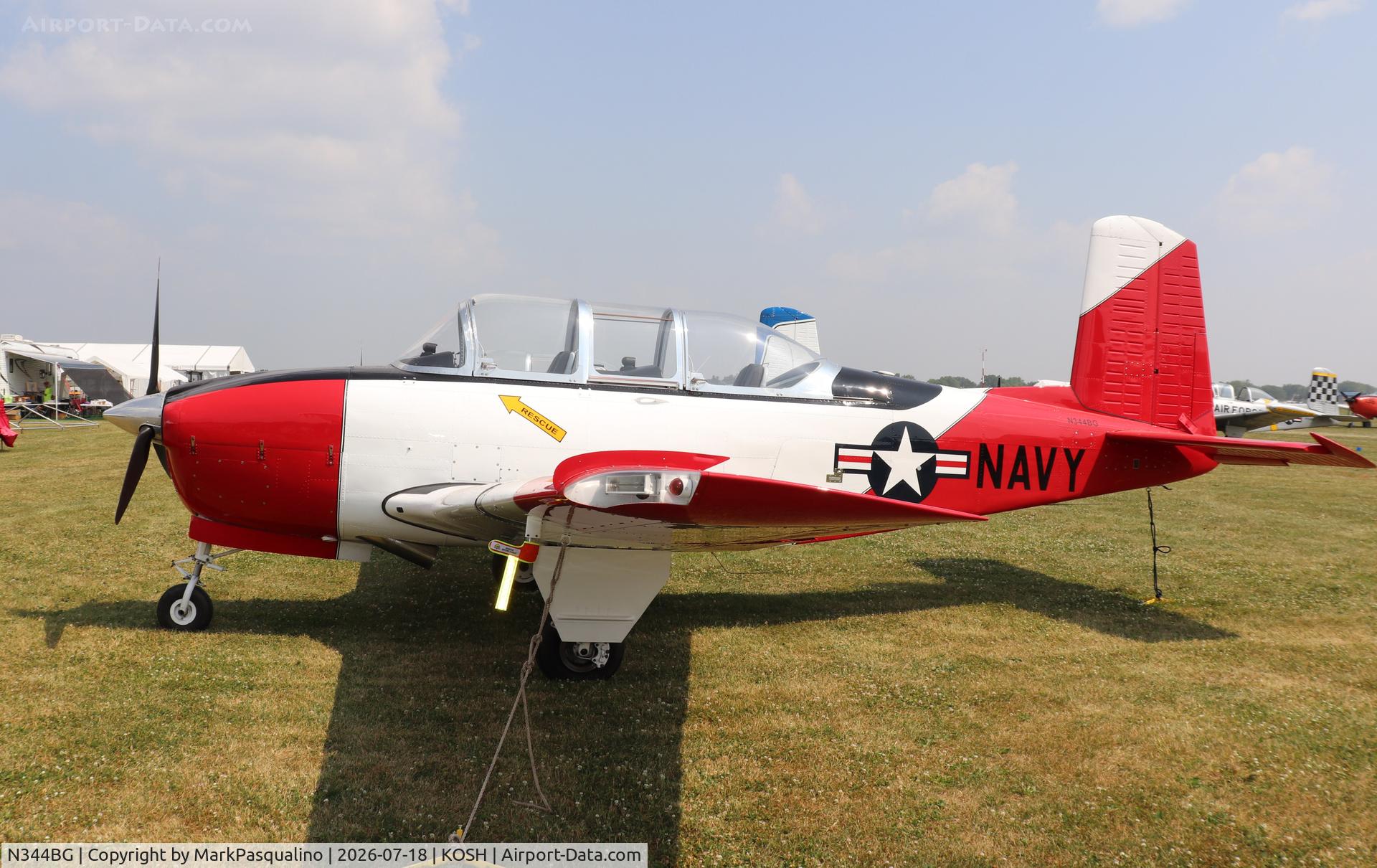 Aircraft N344BG, 1955 Beech T34 Mentor, c/n BG-40, Beech T-34B, at KOSH, photo by MarkPasqualino