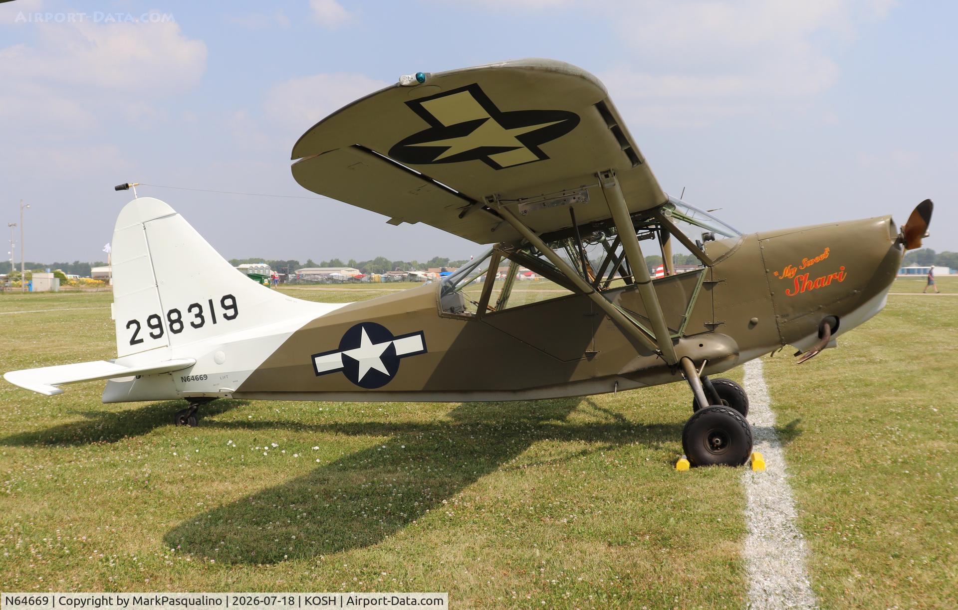 Aircraft N64669, Stinson L-5 Sentinel, c/n 76560, Stinson L-5, at KOSH, photo by MarkPasqualino