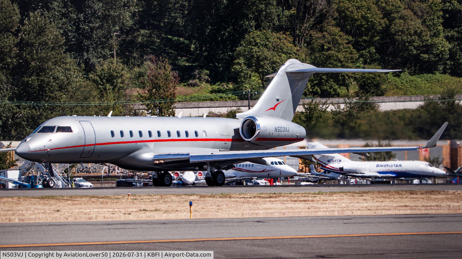 Aircraft N503VJ, 2013 Bombardier BD-700-1A11 Global 5000, c/n 9565, Vista America Global 5000, at KBFI, photo by AviationLover50