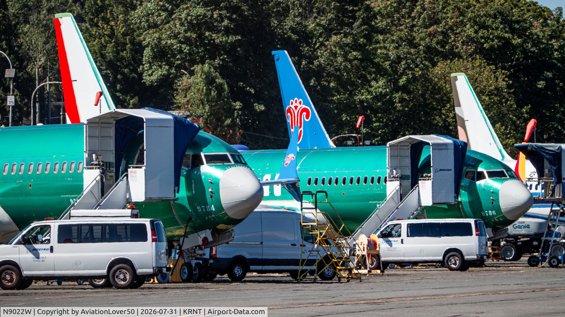 Aircraft N9022W, 2026 Boeing 737-8 MAX, c/n 70545 l/n 9786, Southwest MAX 8, at KRNT, photo by AviationLover50