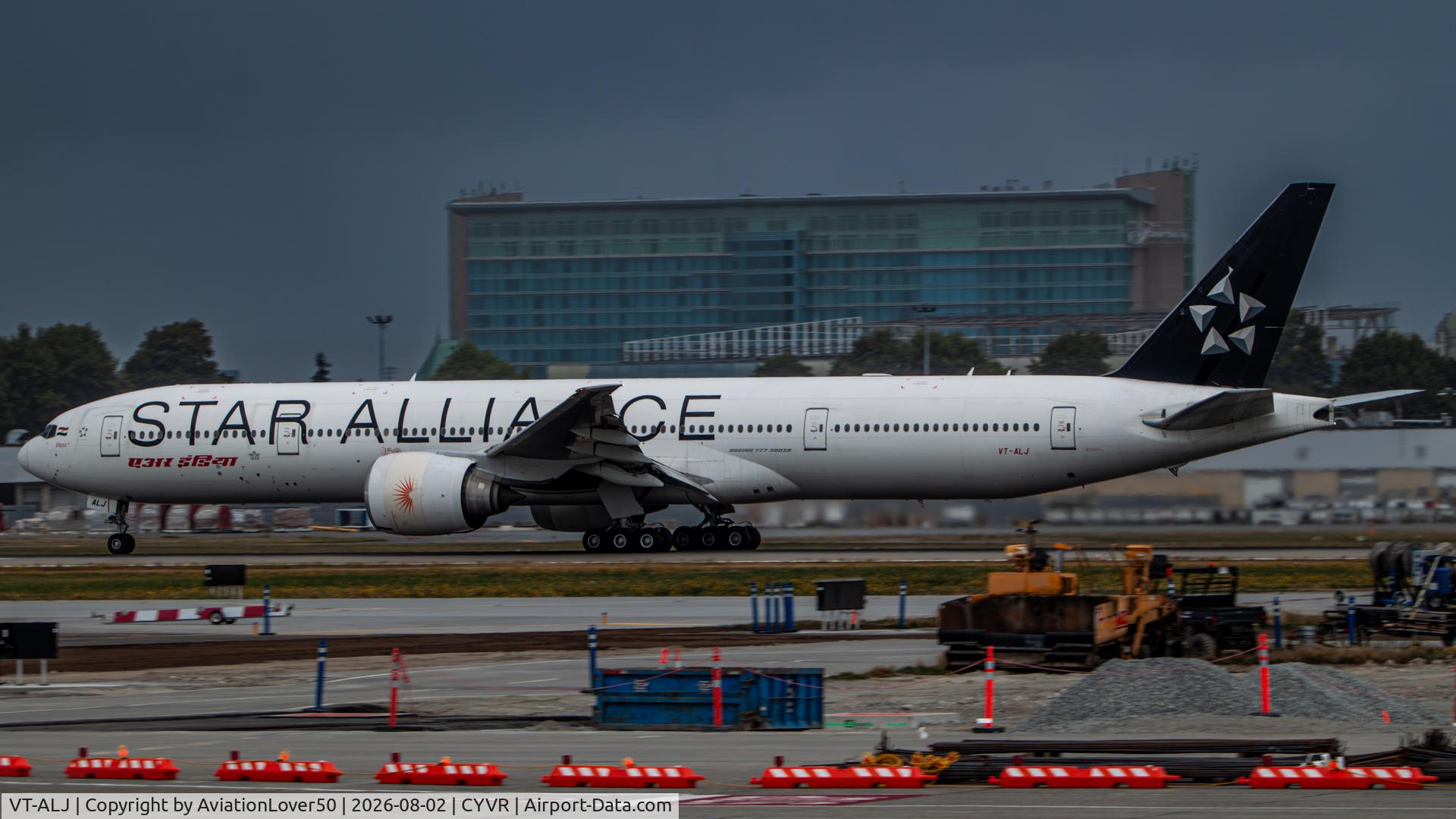 Aircraft VT-ALJ, 2007 Boeing 777-337/ER, c/n 36308 l/n 643, Air India Star Alliance 773ER, at CYVR, photo by AviationLover50