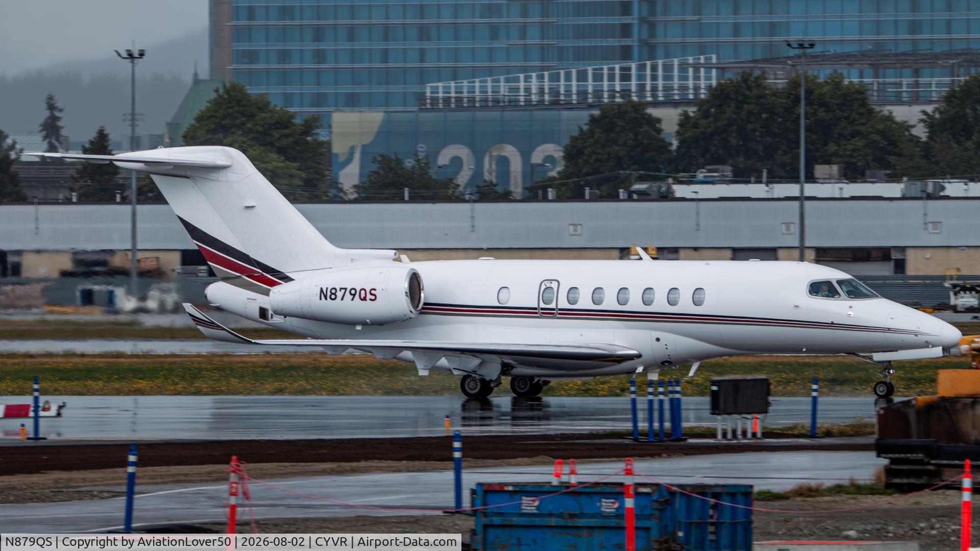 Aircraft N879QS, 2025 Cessna 700 Citation Longitude, c/n 700-0136, NetJets Citation Longitude, at CYVR, photo by AviationLover50