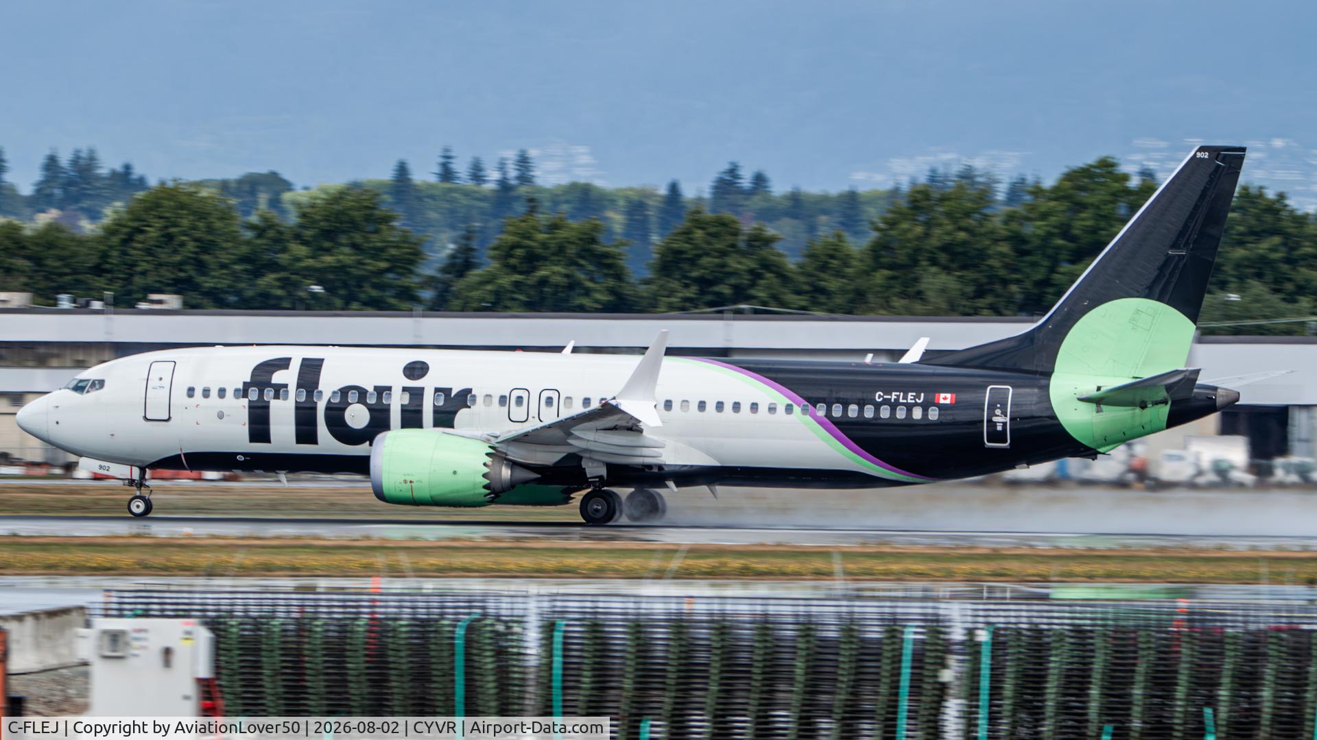 Aircraft C-FLEJ, 2020 Boeing 737-8 MAX, c/n 64941 l/n 7694, Flair MAX 8, at CYVR, photo by AviationLover50