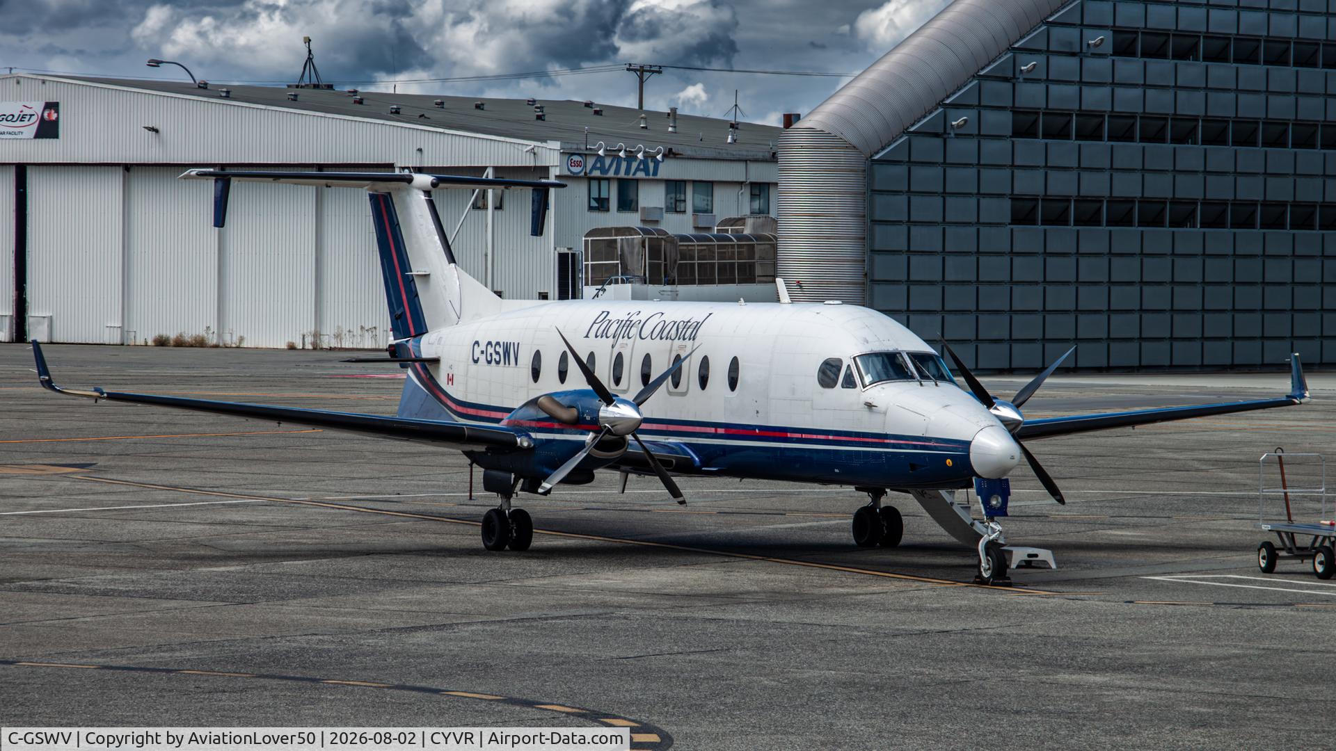 Aircraft C-GSWV, 1995 Beech 1900D, c/n UE-141, Pacific Coastal 1900D, at CYVR, photo by AviationLover50