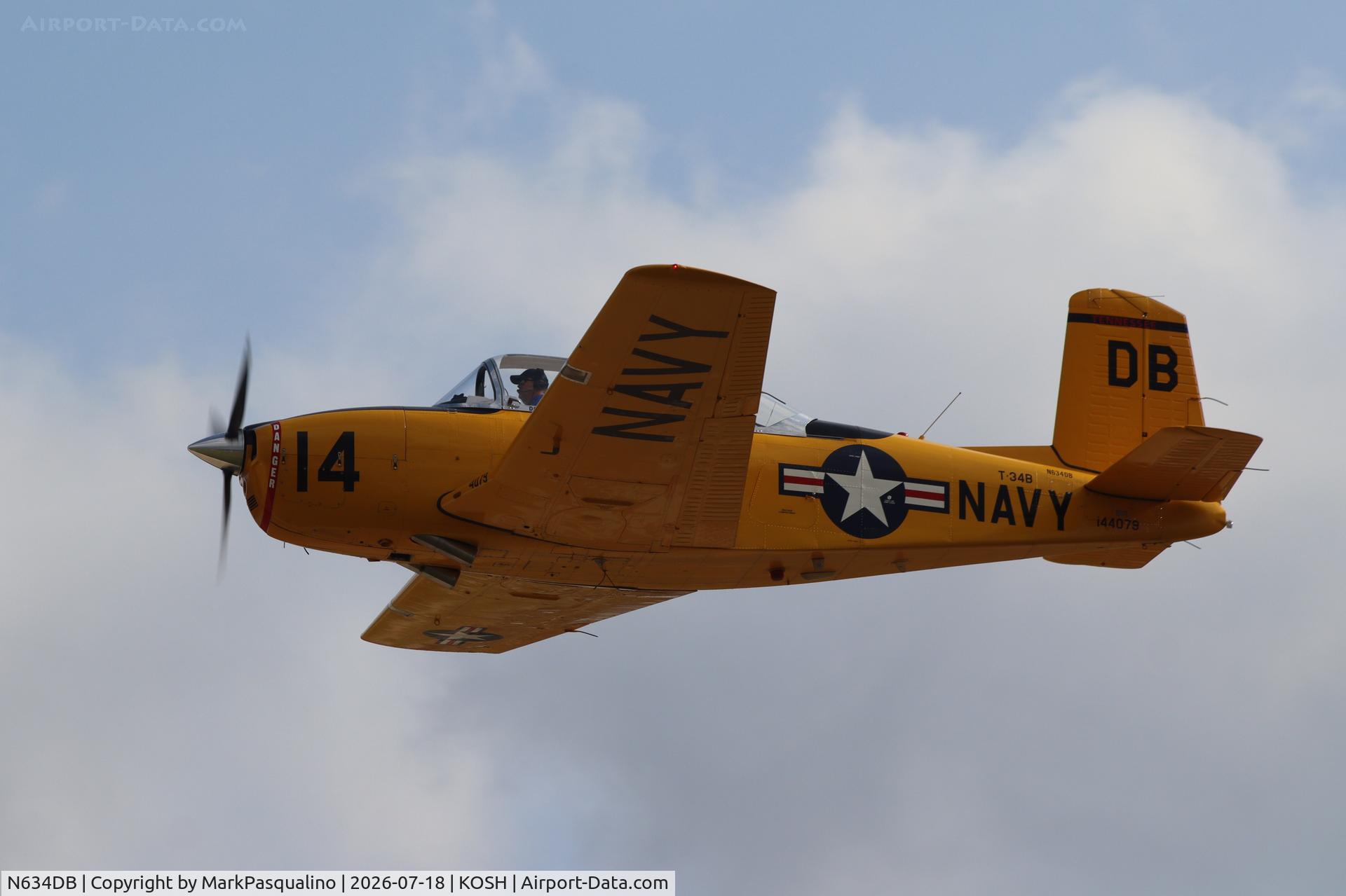 Aircraft N634DB, 1960 Beech T-34B, c/n BG-386, Beech T-34B, at KOSH, photo by MarkPasqualino