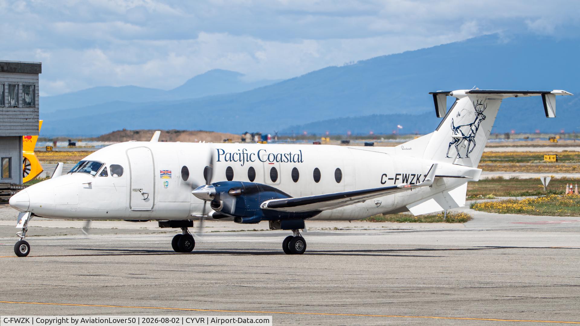 Aircraft C-FWZK, 1992 Beech 1900D, c/n UE-8, Pacific Coastal 1900D, at CYVR, photo by AviationLover50