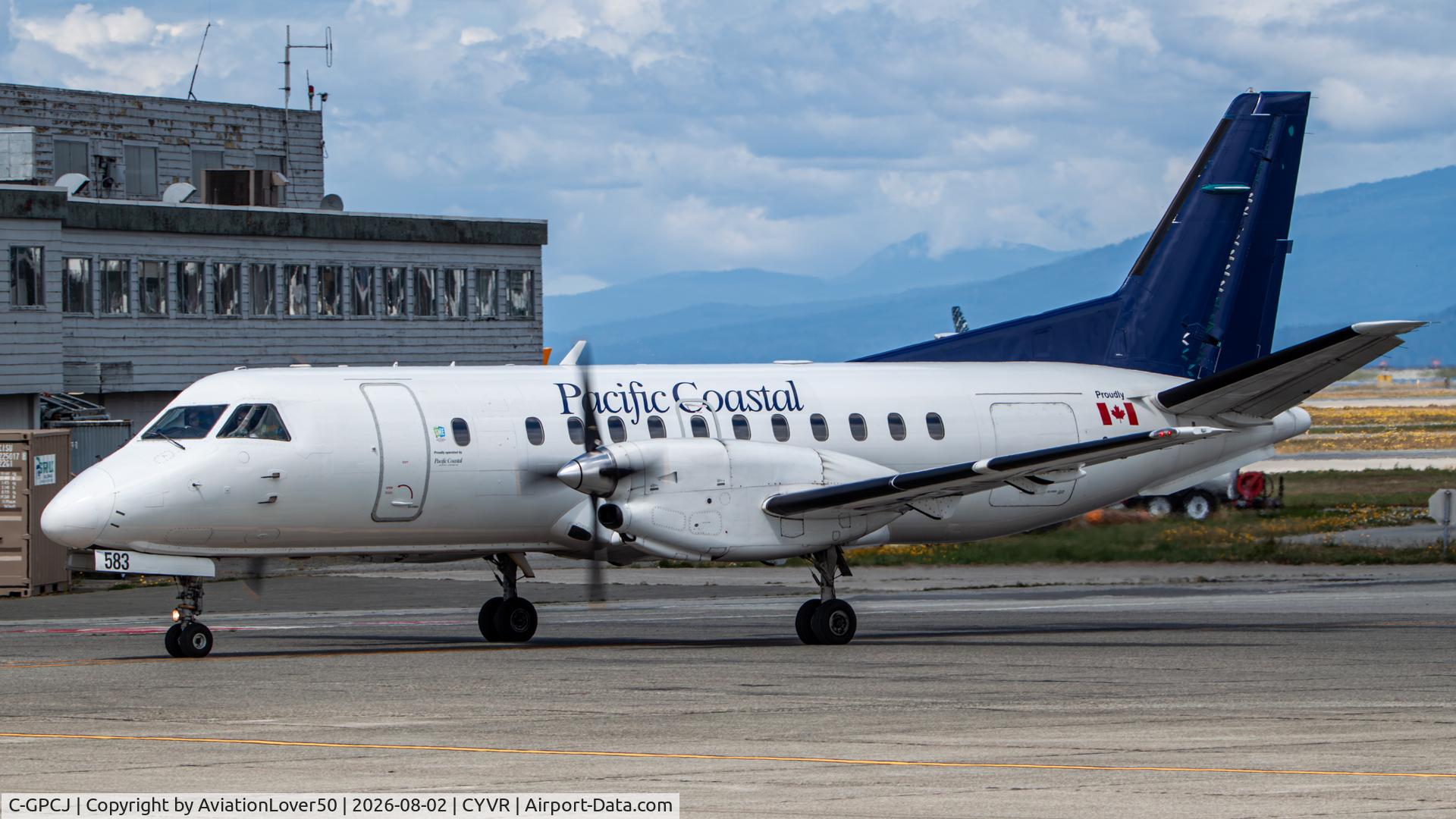 Aircraft C-GPCJ, 1997 Saab 340B, c/n 340B-414, Pacific Coastal Saab 340B, at CYVR, photo by AviationLover50
