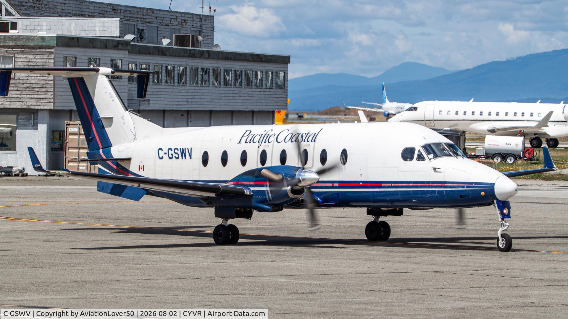 Aircraft C-GSWV, 1995 Beech 1900D, c/n UE-141, Pacific Coastal 1900D, at CYVR, photo by AviationLover50