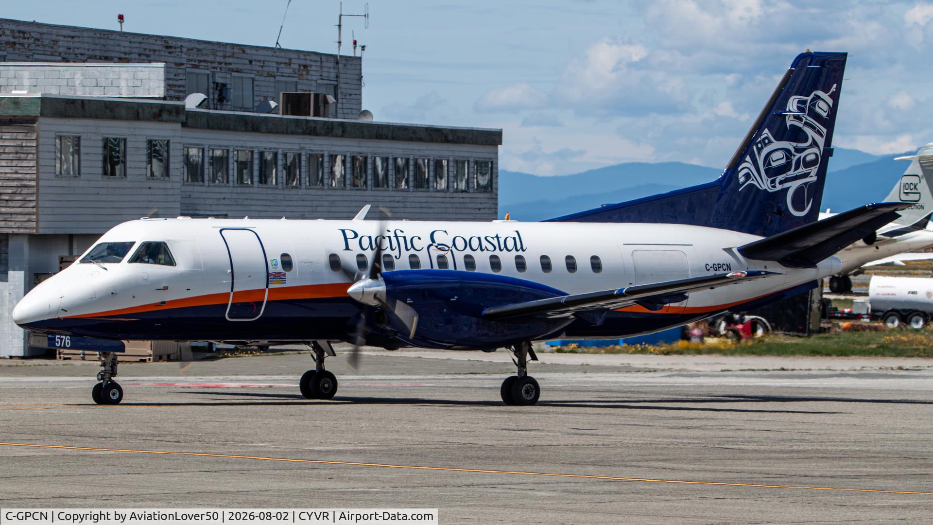 Aircraft C-GPCN, 1985 Saab SF340A, c/n 340A-027, Pacific Coastal Saab 340B+, at CYVR, photo by AviationLover50