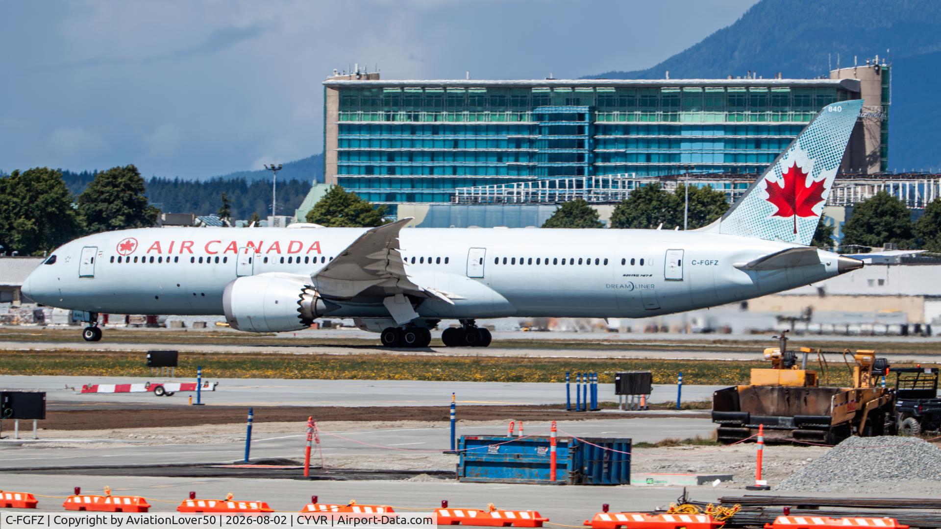 Aircraft C-FGFZ, 2016 Boeing 787-9 Dreamliner, c/n 37172 l/n 417, Air Canada 789, at CYVR, photo by AviationLover50