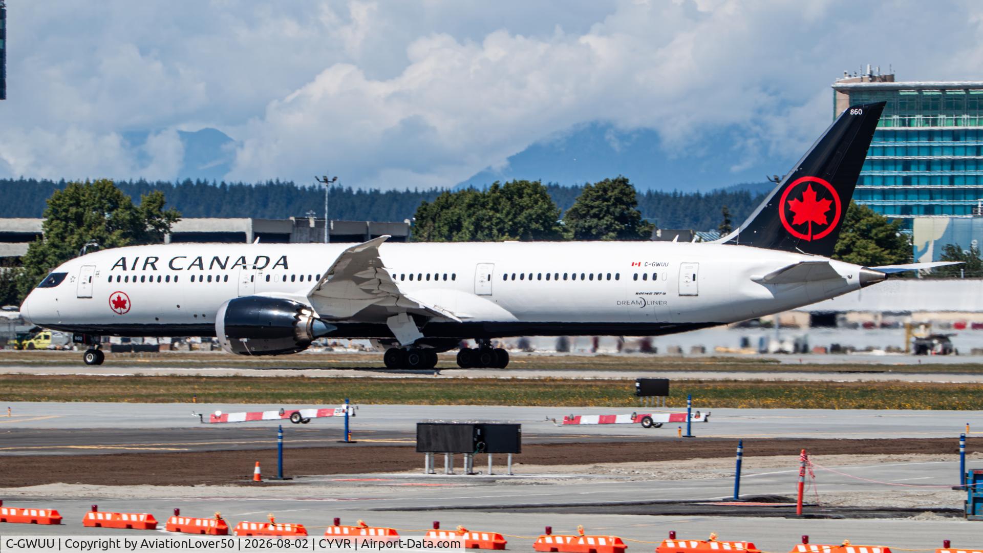 Aircraft C-GWUU, 2023 Boeing 787-9 Dreamliner, c/n 66991 l/n 1147, Air Canada 789, at CYVR, photo by AviationLover50