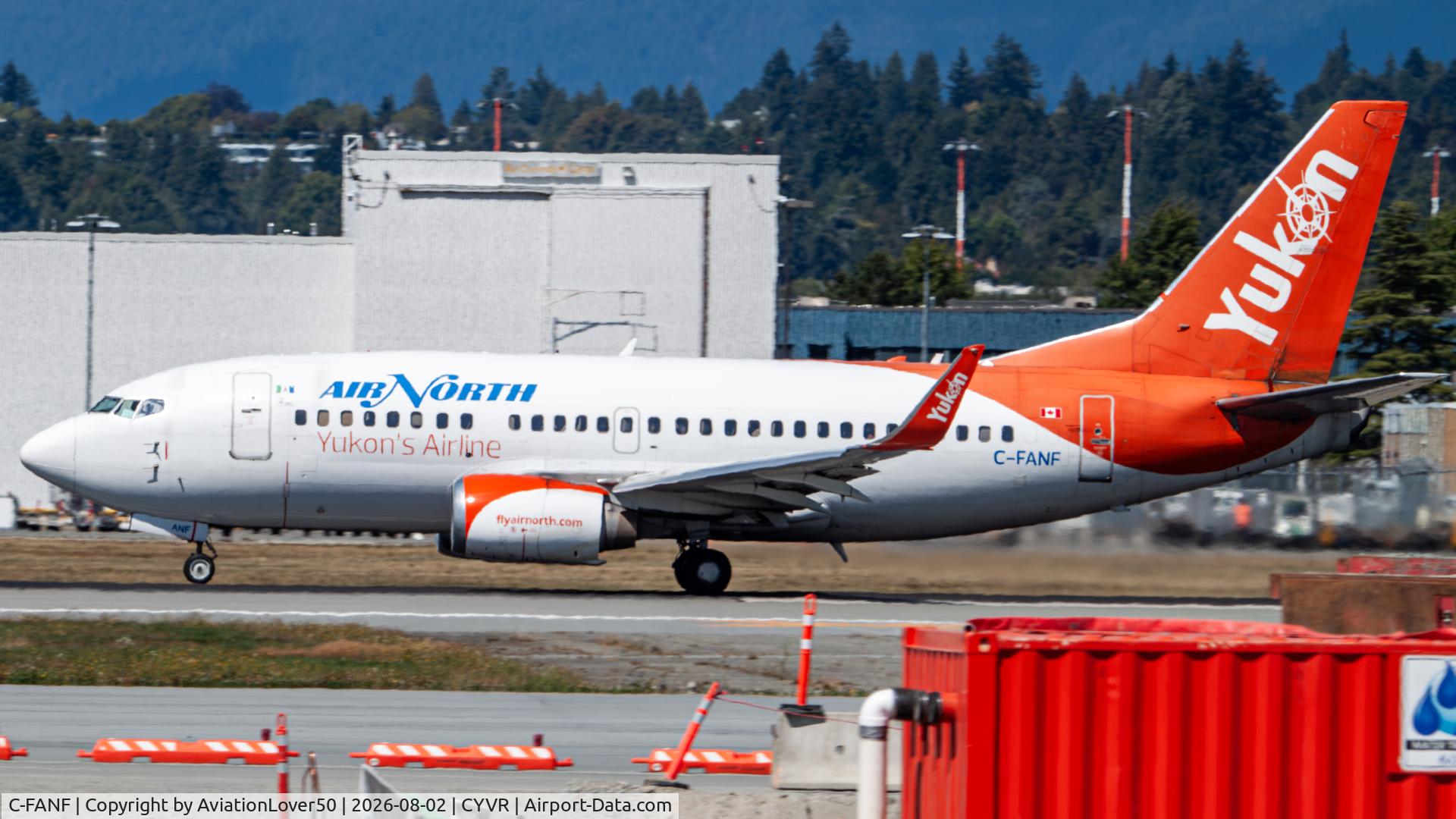 Aircraft C-FANF, 1992 Boeing 737-55D, c/n 27417 l/n 2392, Air North 735, at CYVR, photo by AviationLover50