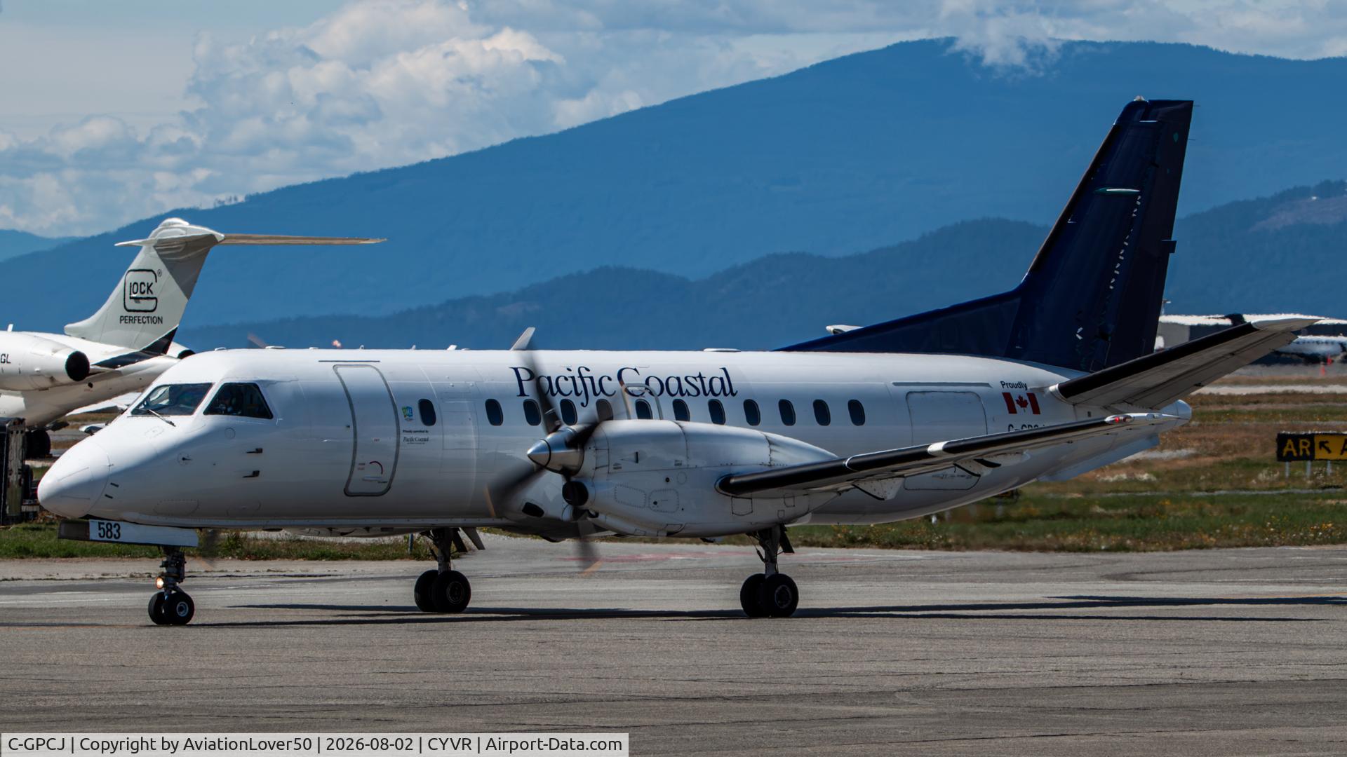 Aircraft C-GPCJ, 1997 Saab 340B, c/n 340B-414, Pacific Coastal Saab 340B, at CYVR, photo by AviationLover50