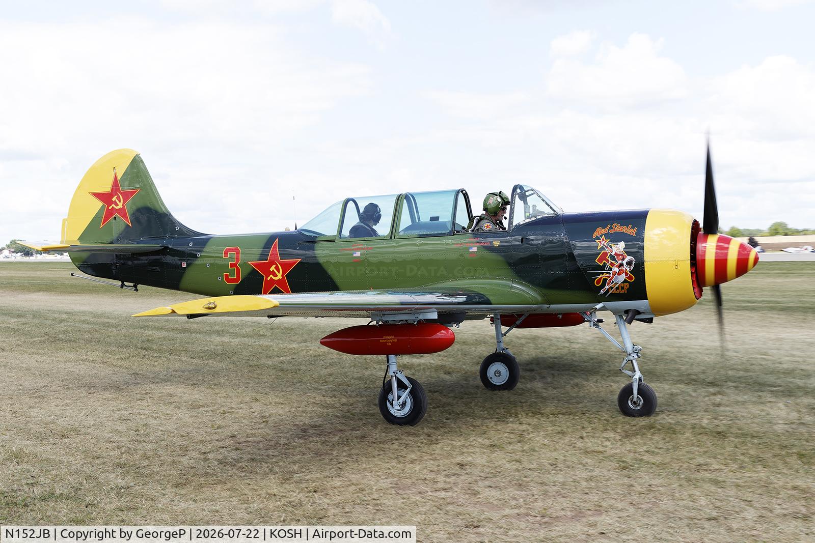 Aircraft N152JB, 1981 Yakovlev (Aerostar) Yak-52, c/n 811403, Airventure 2026., at KOSH, photo by GeorgeP
