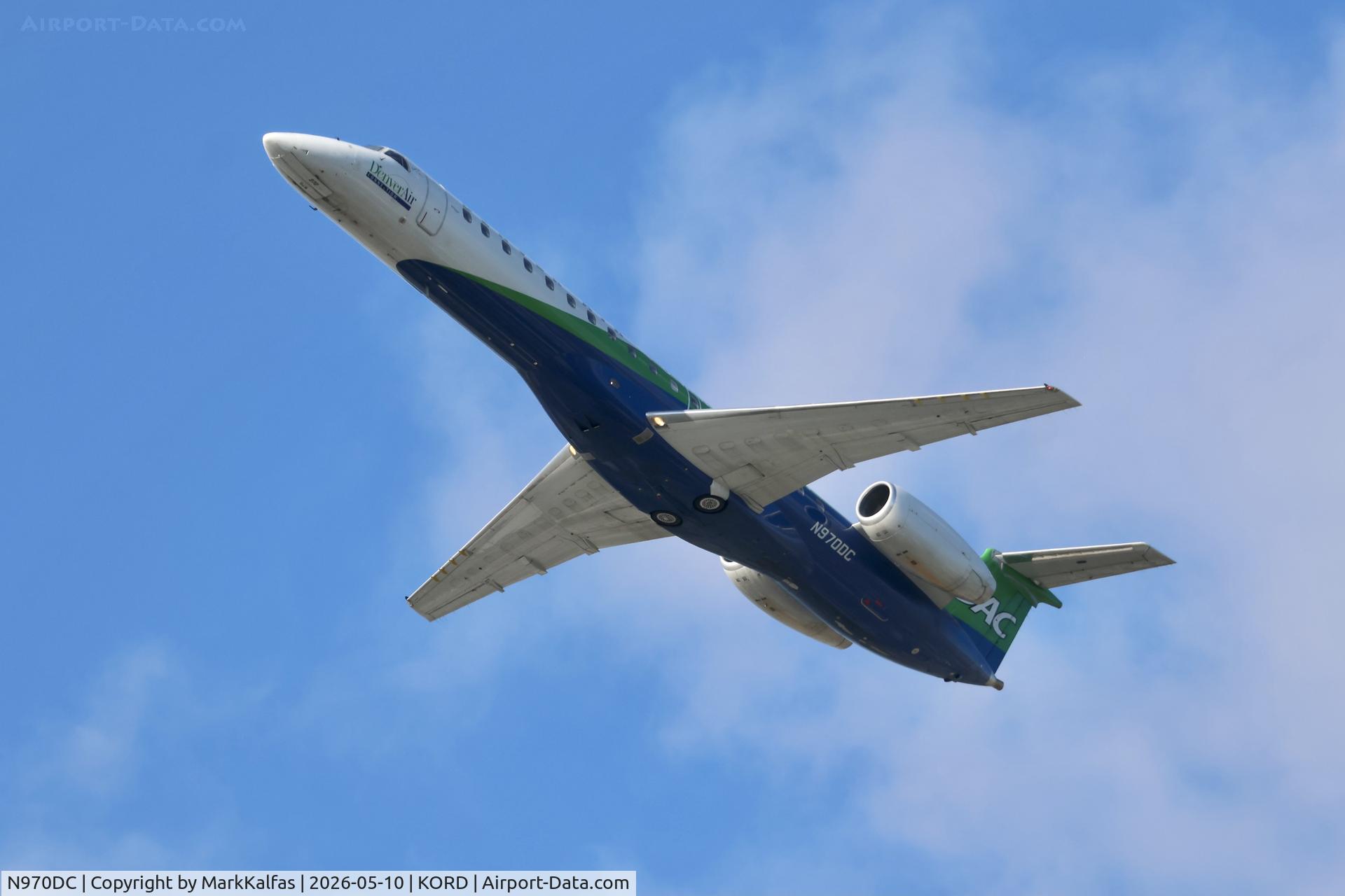 Aircraft N970DC, 2004 Embraer ERJ-145LR (EMB-145LR), c/n 14500837, E145 KEY LIME AIR ERJ-145LR N970DC departing 28R KORD, at KORD, photo by MarkKalfas