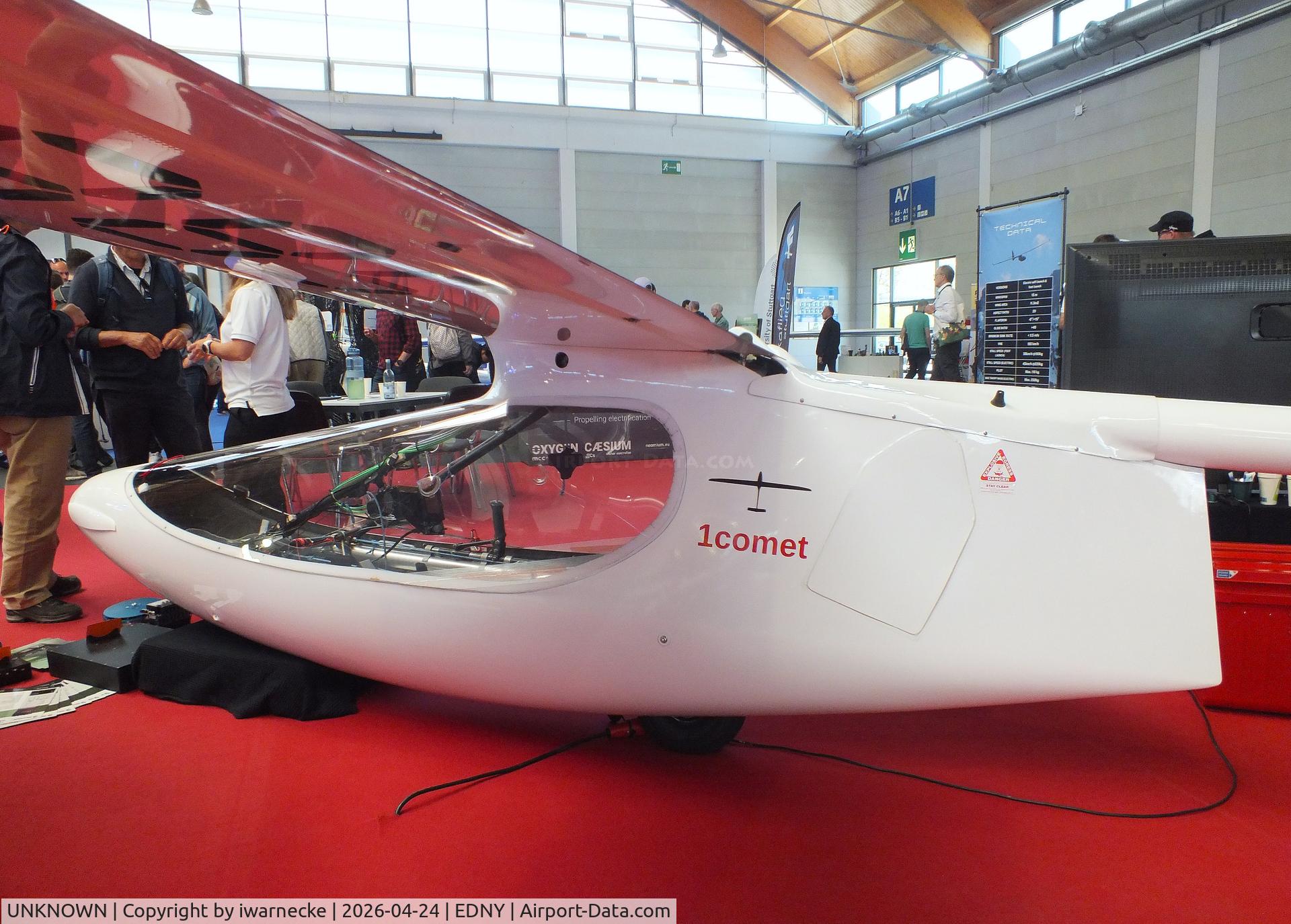 Aircraft UNKNOWN, 2026 1Comet AG 1comet new cabin, c/n not found_1comet NewCabin, 1comet AG 1comet with new 2026 canopy and FES (electric motor) at the AERO 2026, Friedrichshafen, at EDNY, photo by iwarnecke