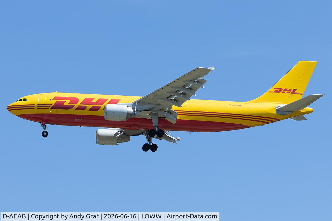 Aircraft D-AEAB, 2006 Airbus A300B4-622R(F), c/n 837, DHL A300-600, at LOWW, photo by Andy Graf