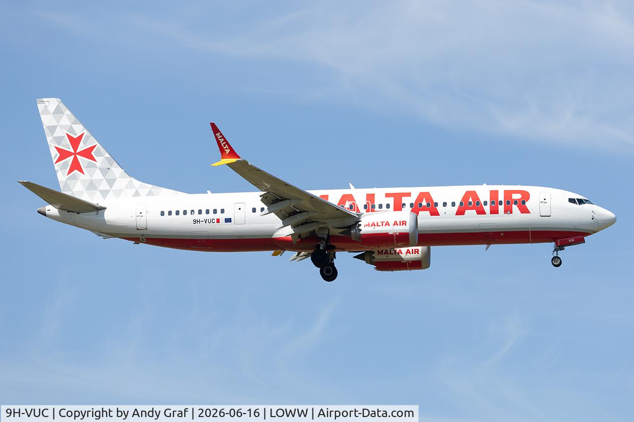 Aircraft 9H-VUC, 2021 Boeing 737-8-200 MAX, c/n 62328, Malta Air 737 Max 8, at LOWW, photo by Andy Graf