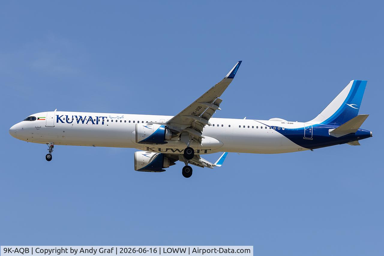 Aircraft 9K-AQB, Airbus A321-251NX, c/n 12507, Kuwait Airways A321N, at LOWW, photo by Andy Graf