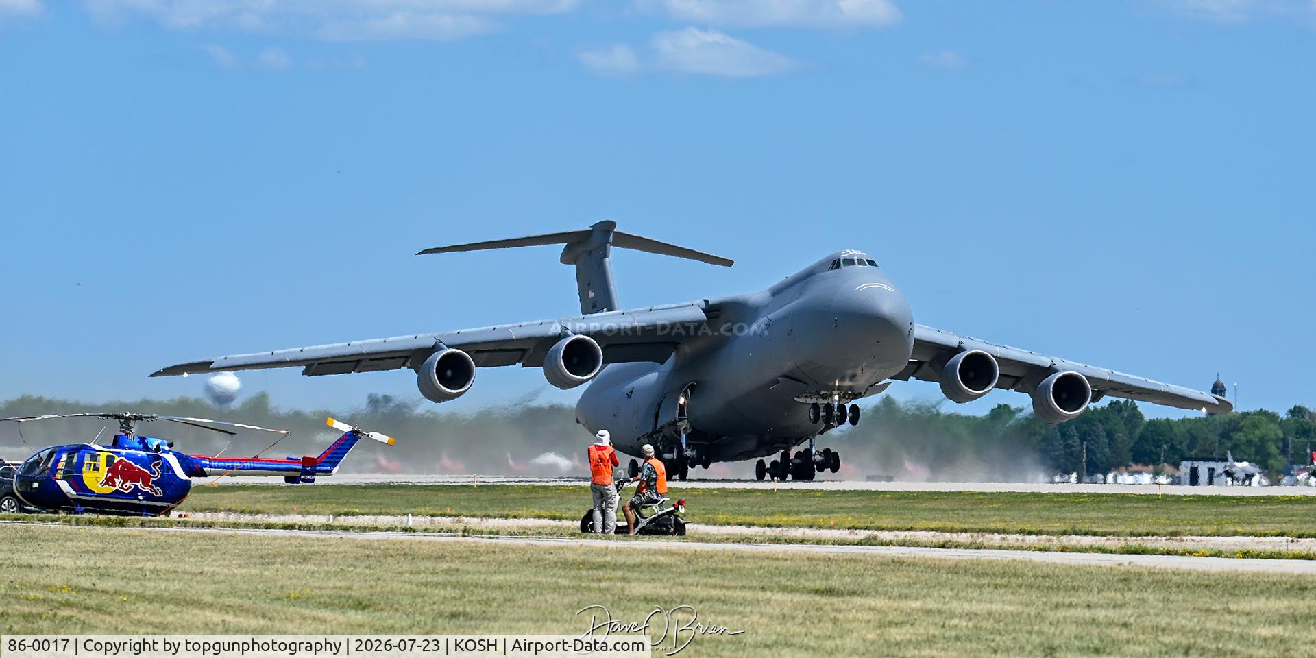 Aircraft 86-0017, Lockheed C-5M Super Galaxy, c/n 500-0103, FRED63 lifting off from Oshkosh 26, at KOSH, photo by topgunphotography